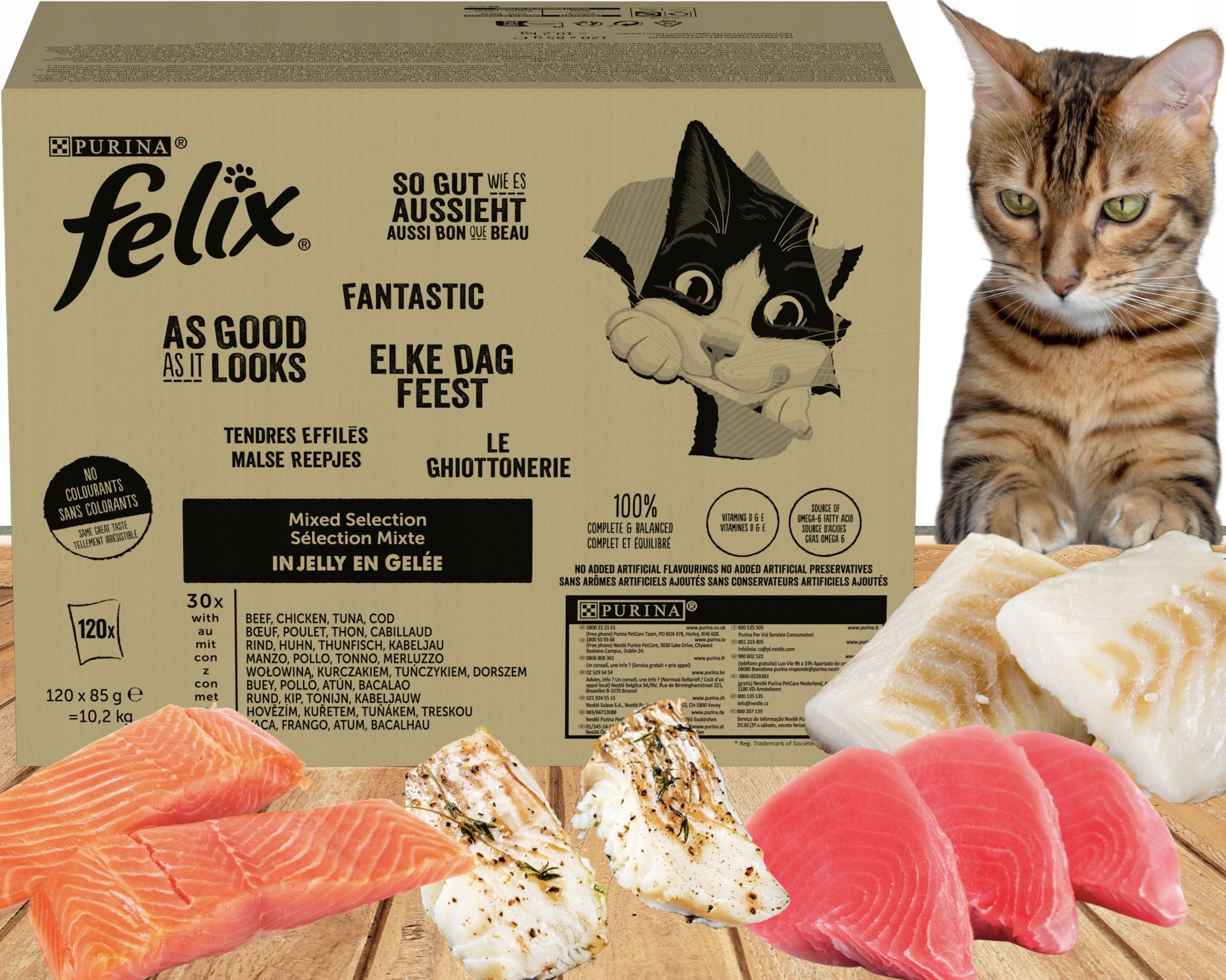 CAT FOOD WET FELIX FANTASTIC MIX OF FLAVORS 120 x 85 G SACHETS