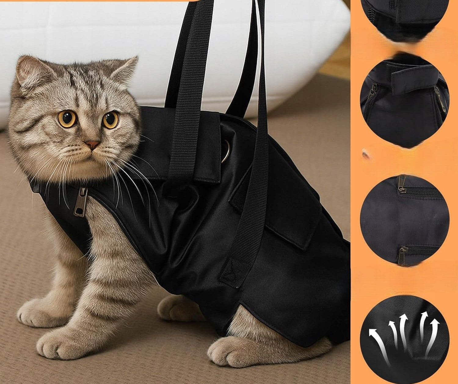 CAT GROOMING BAG FOR CLAW CUTTING CONVENIENT TRAVEL WITH STRAPS Kind bag