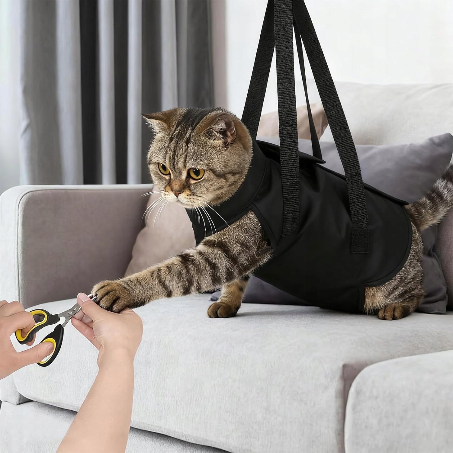 CAT GROOMING BAG FOR CLAW CUTTING CONVENIENT TRAVEL WITH STRAPS Manufacturer code TORBA DO PIELĘGNACJI KOTA DO CIĘCIA PAZURÓW