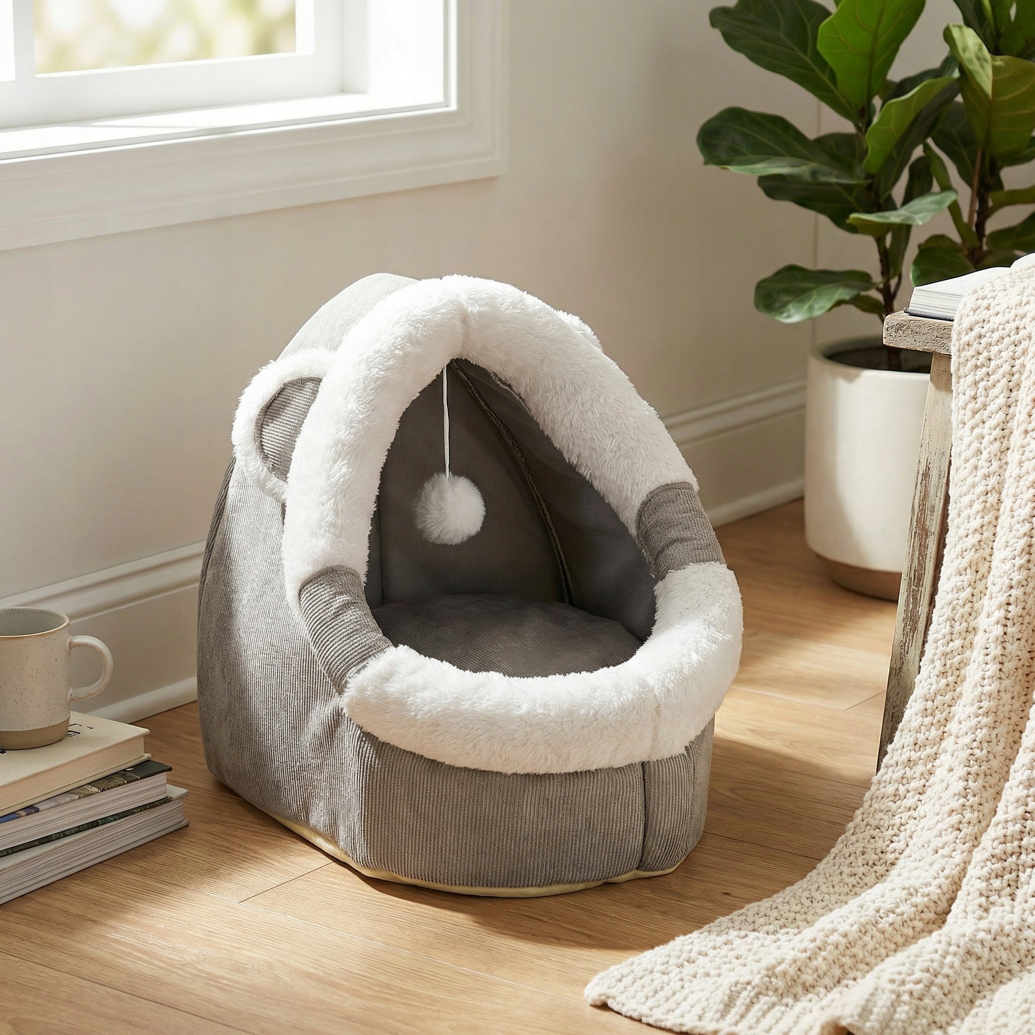 CAT HOUSE BED BOOTH PLUSH SOFT PLAYPEN KENNEL BEDDING MONTESSA Shape round