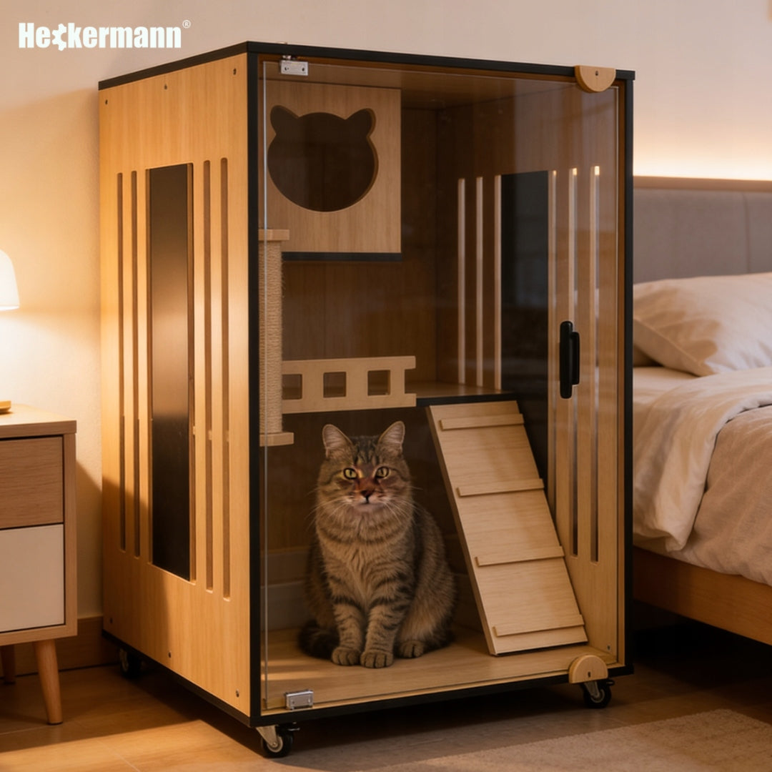 CAT HOUSE BED TOWER BOOTH 3 LEVEL HOUSE CABINET 60x60x90cm Brand Heckermann