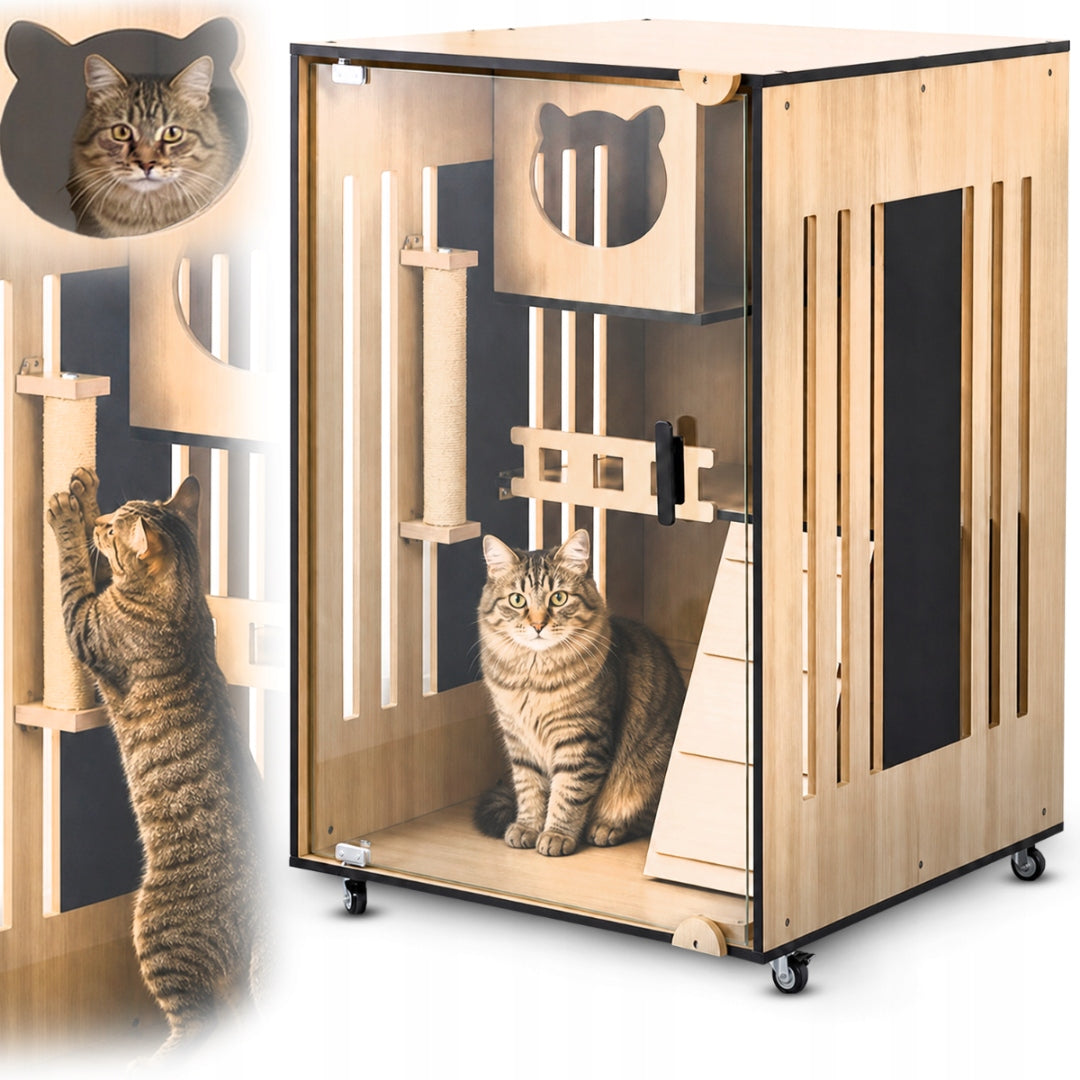 CAT HOUSE BED TOWER BOOTH 3 LEVEL HOUSE CABINET 60x60x90cm