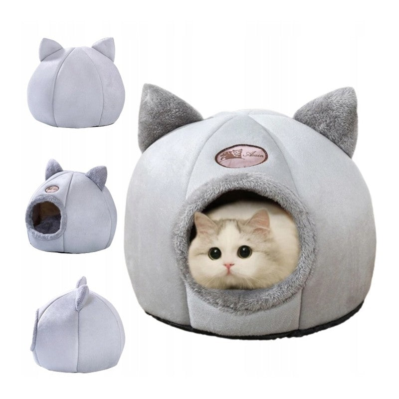 CAT HOUSE Booth Plush Bed For Winter SOFT BED kennel Grey