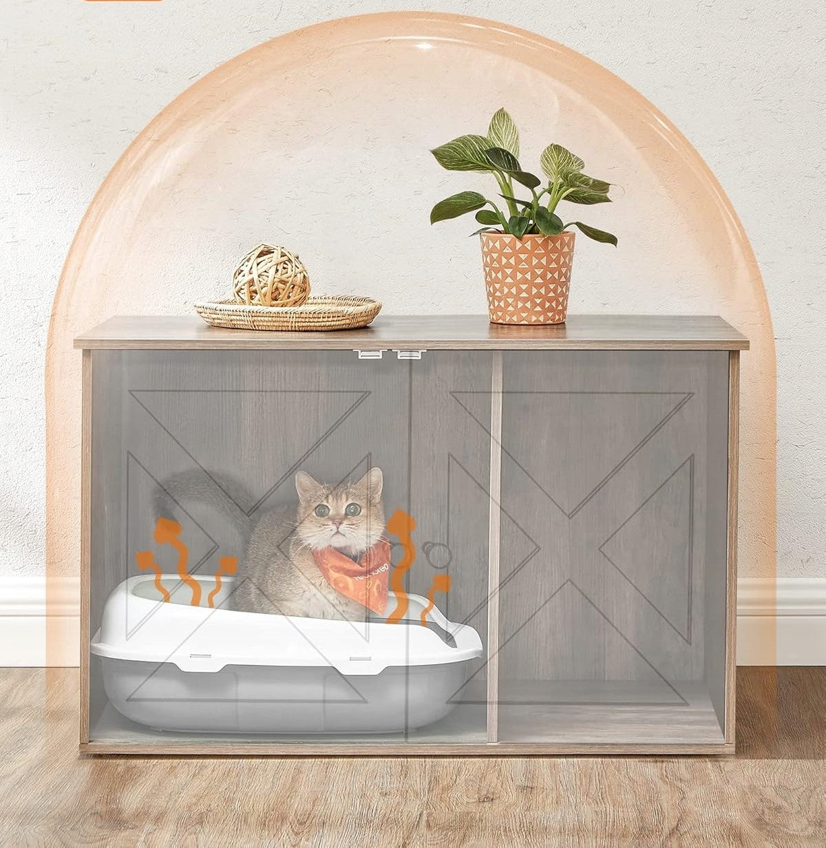 CAT HOUSE LITTER BOX 2in1 cabinet with partition wall 80 x 53 x 50 XL BEIGE Color beige