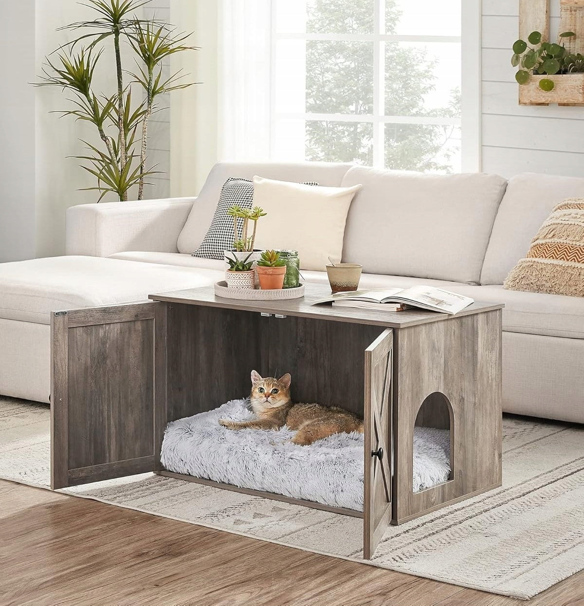 CAT HOUSE LITTER BOX 2in1 cabinet with partition wall 80 x 53 x 50 XL BEIGE Manufacturer code PCL002G01