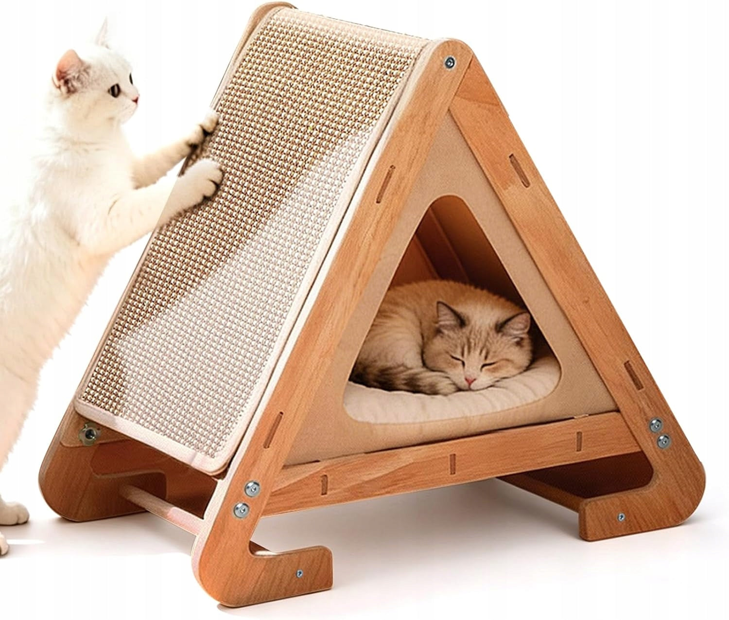 CAT HOUSE SCRATCHER BOOTH SLEEPING BED 2in1 TENT CAVE 52cm