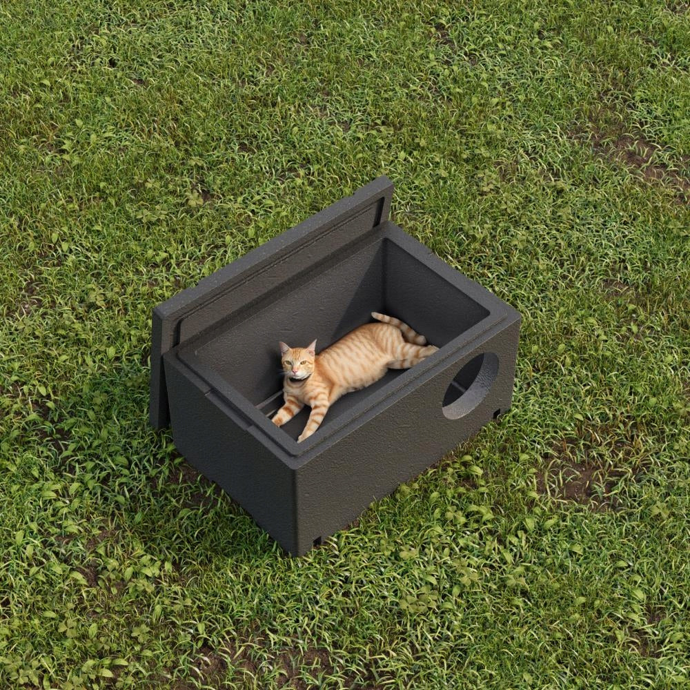 CAT HOUSE STYROFOAM BLACK BOX FOR WINTER 60X40 Kind outdoor cat house