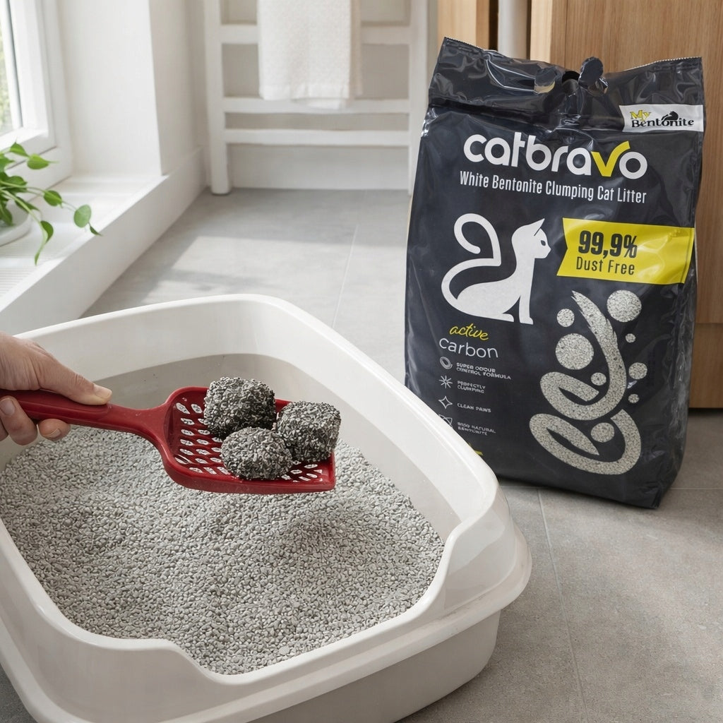 CAT LITTER 20L BENTONITE WITH ACTIVE CARBON CLUMPING NATURAL Kind bentonite