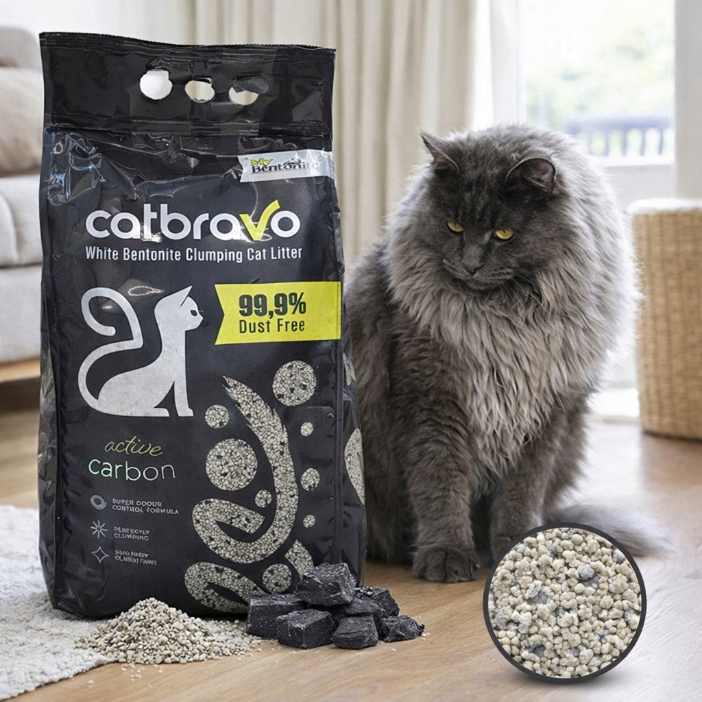 CAT LITTER 20L BENTONITE WITH ACTIVE CARBON CLUMPING NATURAL Volume 20 l