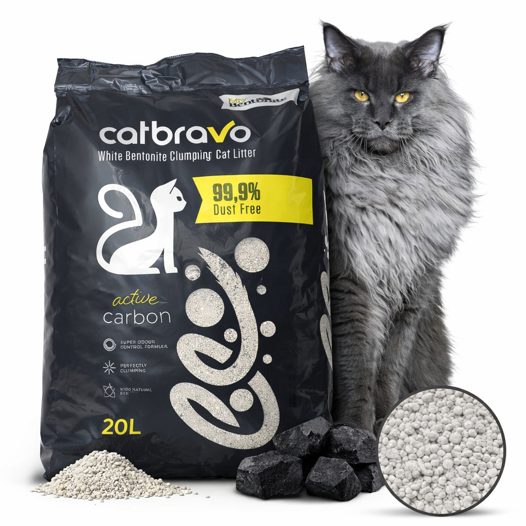 CAT LITTER 20L BENTONITE WITH ACTIVE CARBON CLUMPING NATURAL