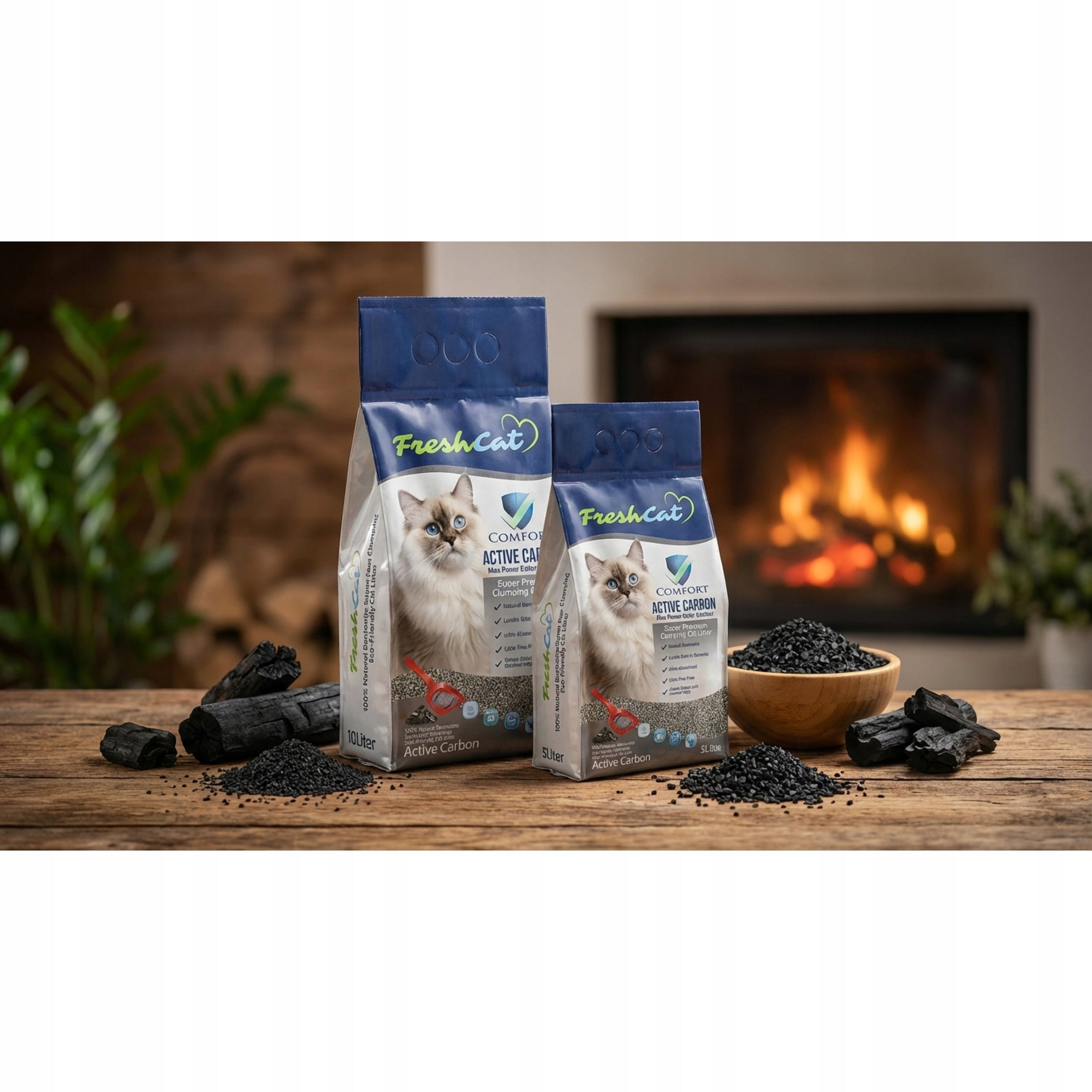 CAT LITTER BENTONITE NATURAL DUST-FREE WITH CARBON 10L FRESH CAT Trade name Fresh cat