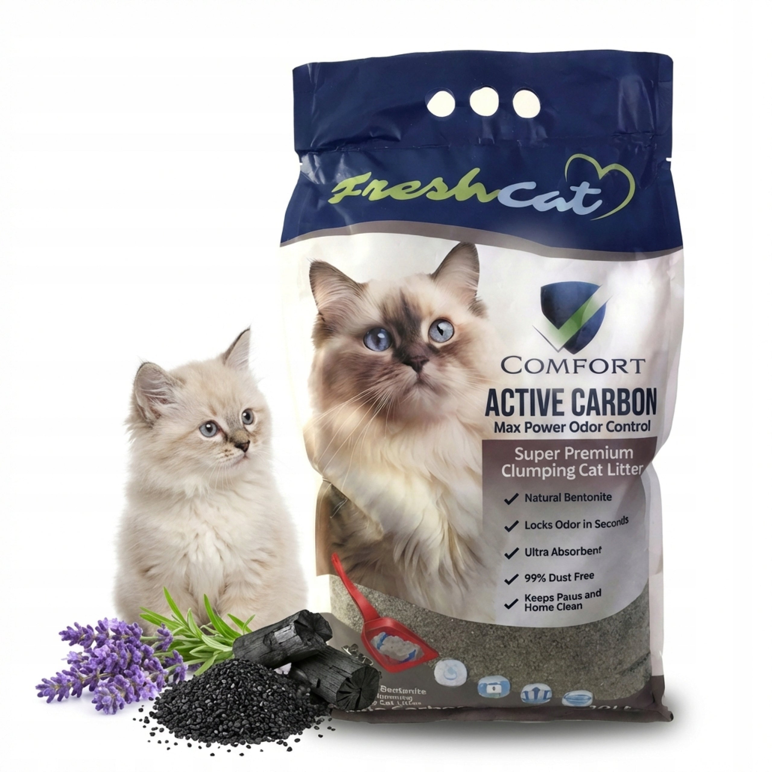 CAT LITTER BENTONITE NATURAL DUST-FREE WITH CARBON 10L FRESH CAT