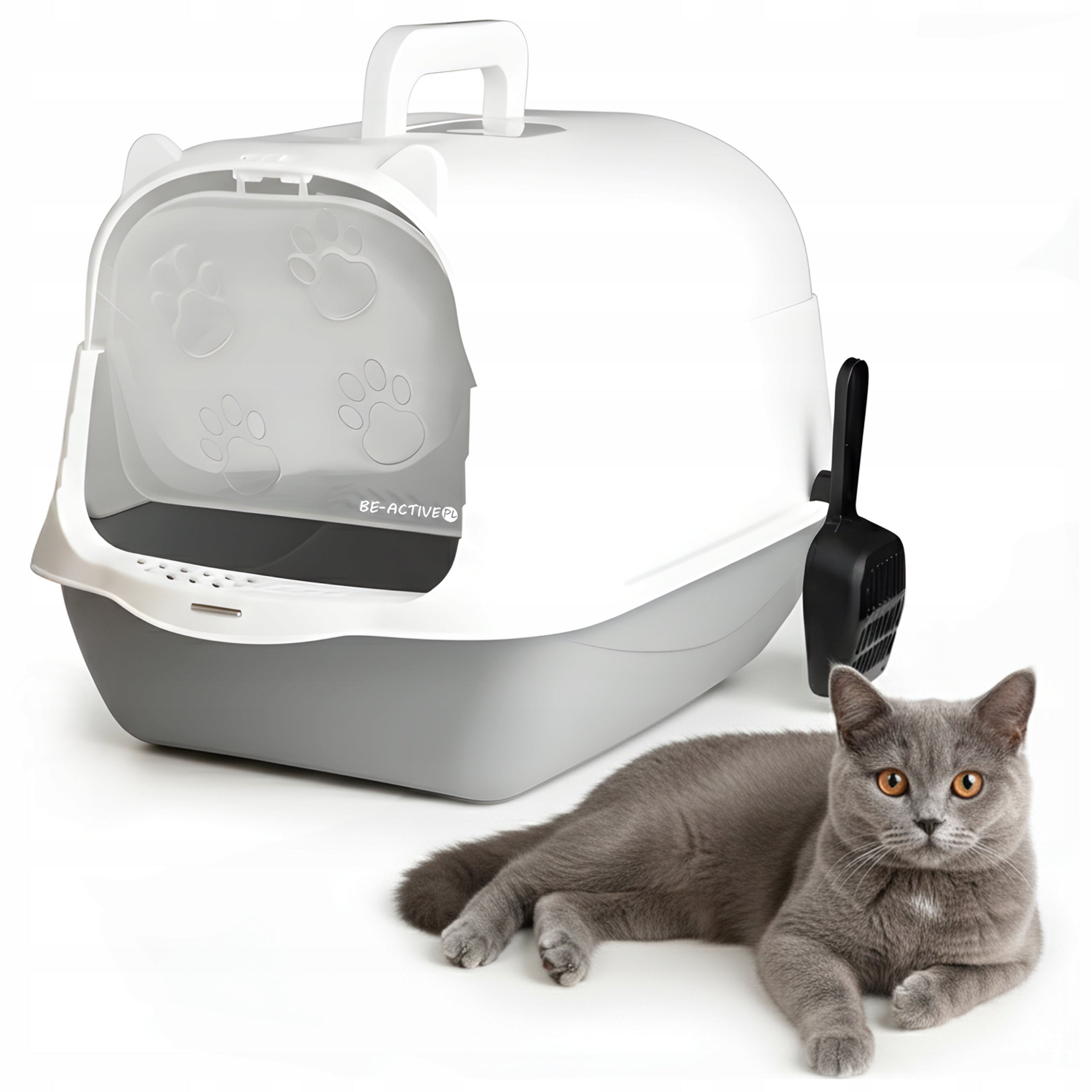 CAT LITTER BOX CLOSED LARGE FOR LITTER WITH SPATULA FILTER COVERED TOILET
