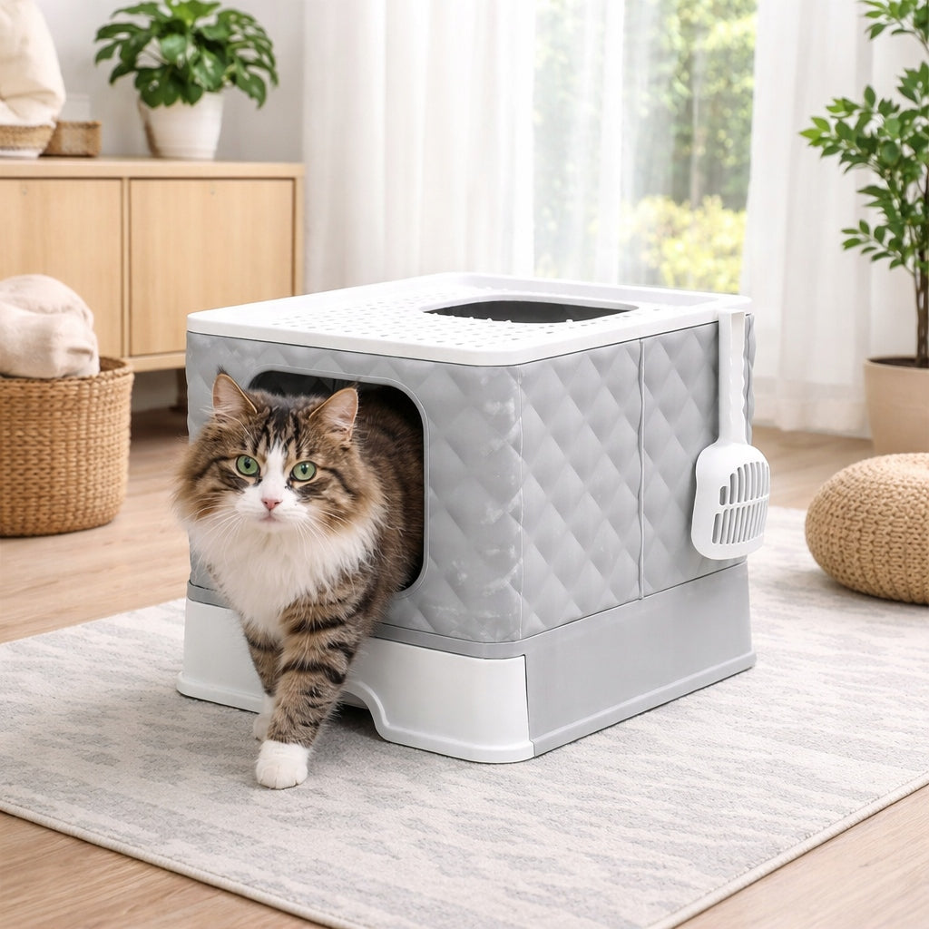 CAT LITTER BOX CLOSED WITH SCRATCHER BED 3in1 RETRACTABLE XXL LARGE Brand Aptel