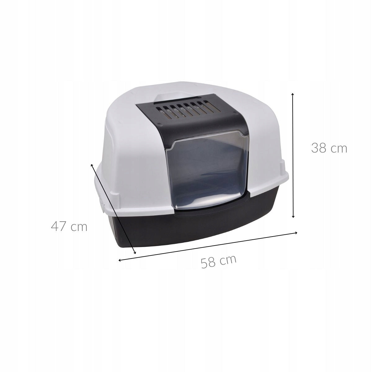CAT LITTER BOX CORNER CLOSED WHITE MOBILE ANTHRACITE 58 x 47 x 38 CM Length 58 cm