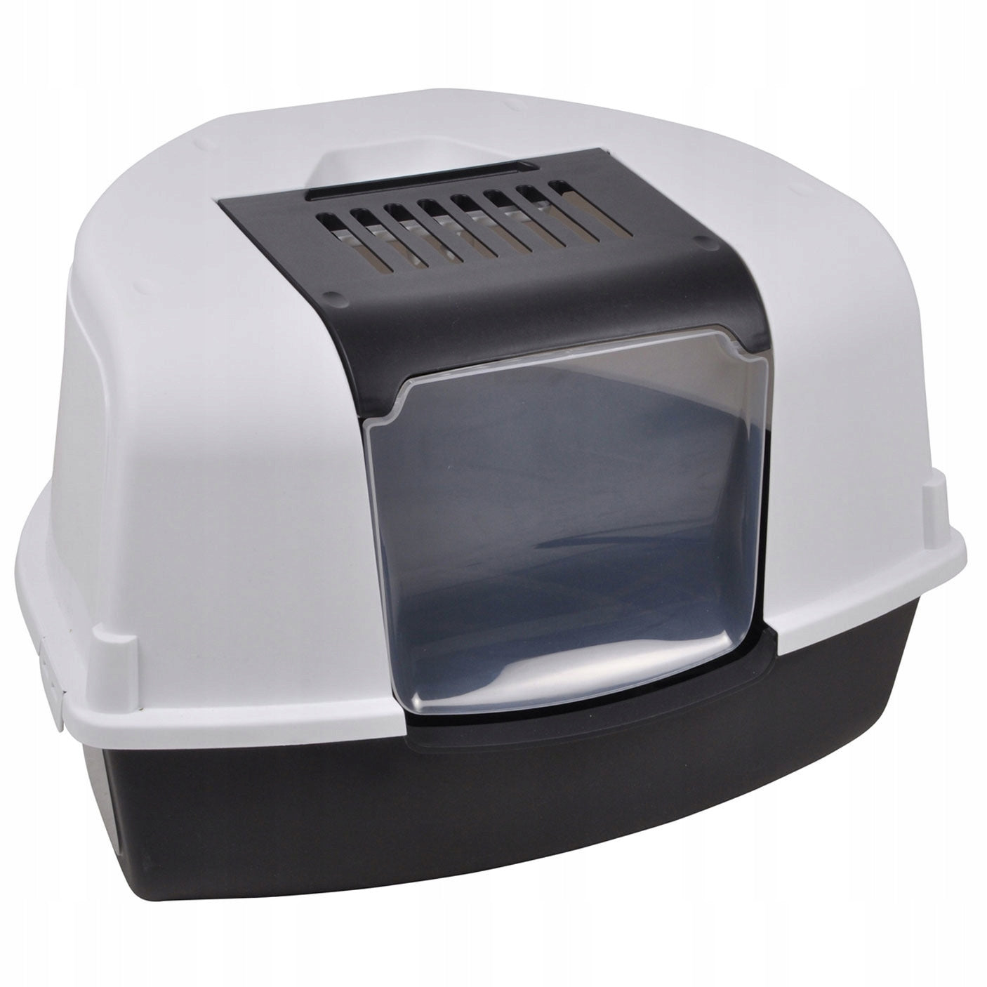 CAT LITTER BOX CORNER CLOSED WHITE MOBILE ANTHRACITE 58 x 47 x 38 CM Product width 47 cm