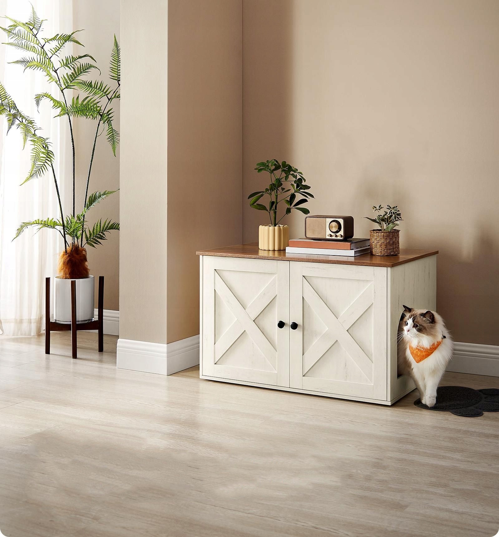 CAT LITTER BOX LARGE CLOSED STURDY CABINET BUILT-IN STORAGE ENTRANCE Brand Songmics