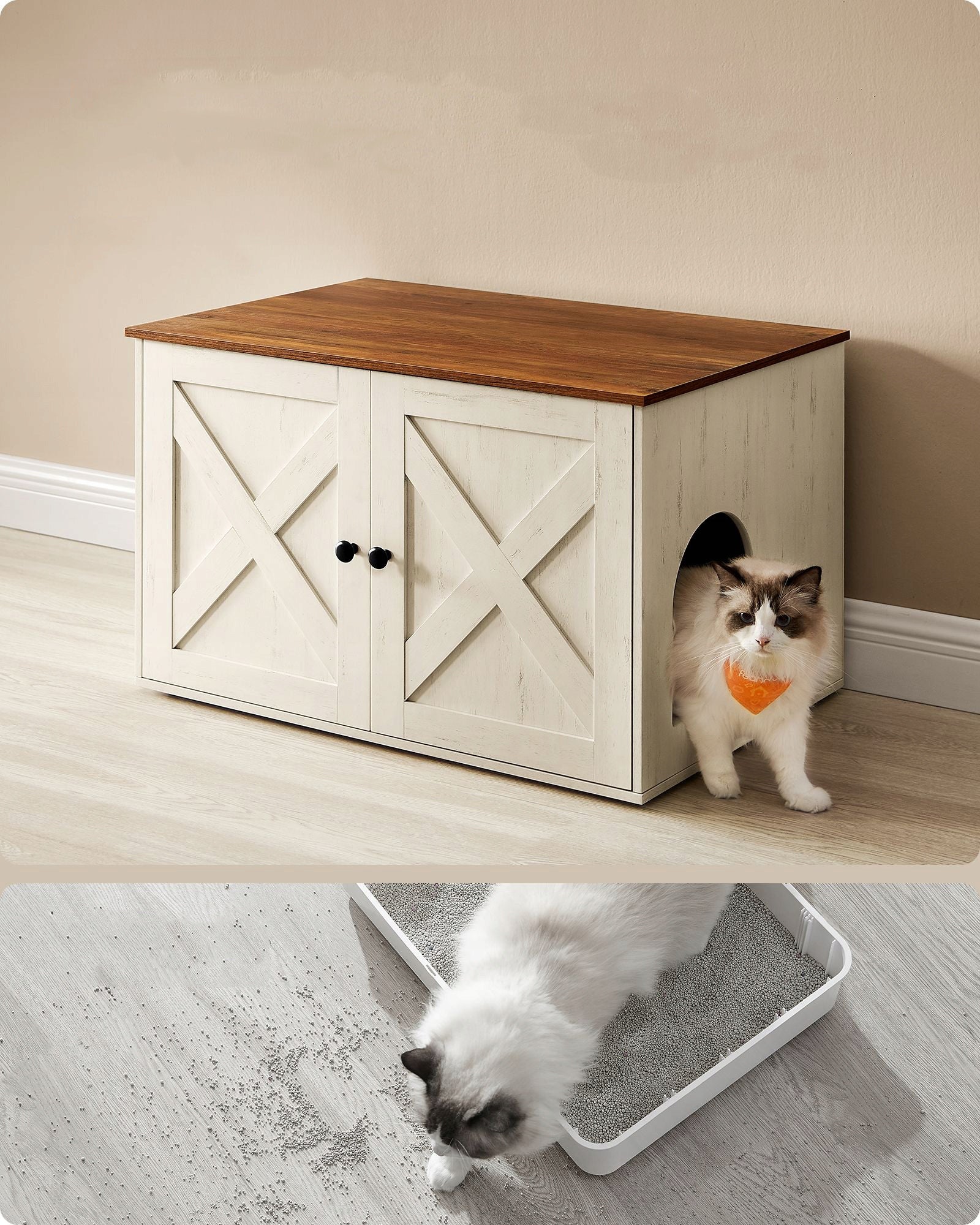 CAT LITTER BOX LARGE CLOSED STURDY CABINET BUILT-IN STORAGE ENTRANCE Kind closed litter box