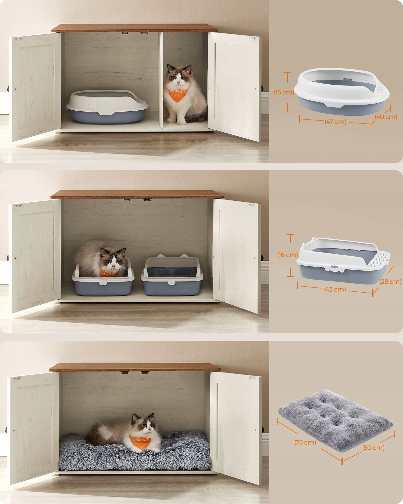 CAT LITTER BOX LARGE CLOSED STURDY CABINET BUILT-IN STORAGE ENTRANCE Manufacturer code PCL002P01