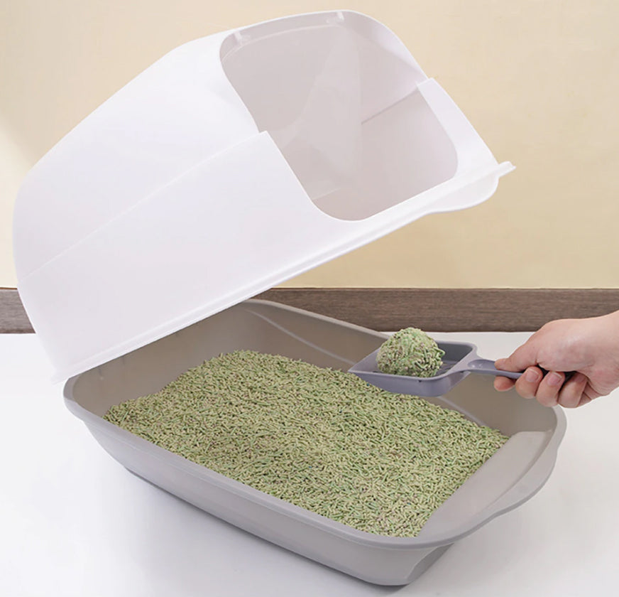 CAT LITTER BOX LARGE CLOSED WITH LITTER WITH FILTER EASY ENTRY WITHOUT DOOR Color white