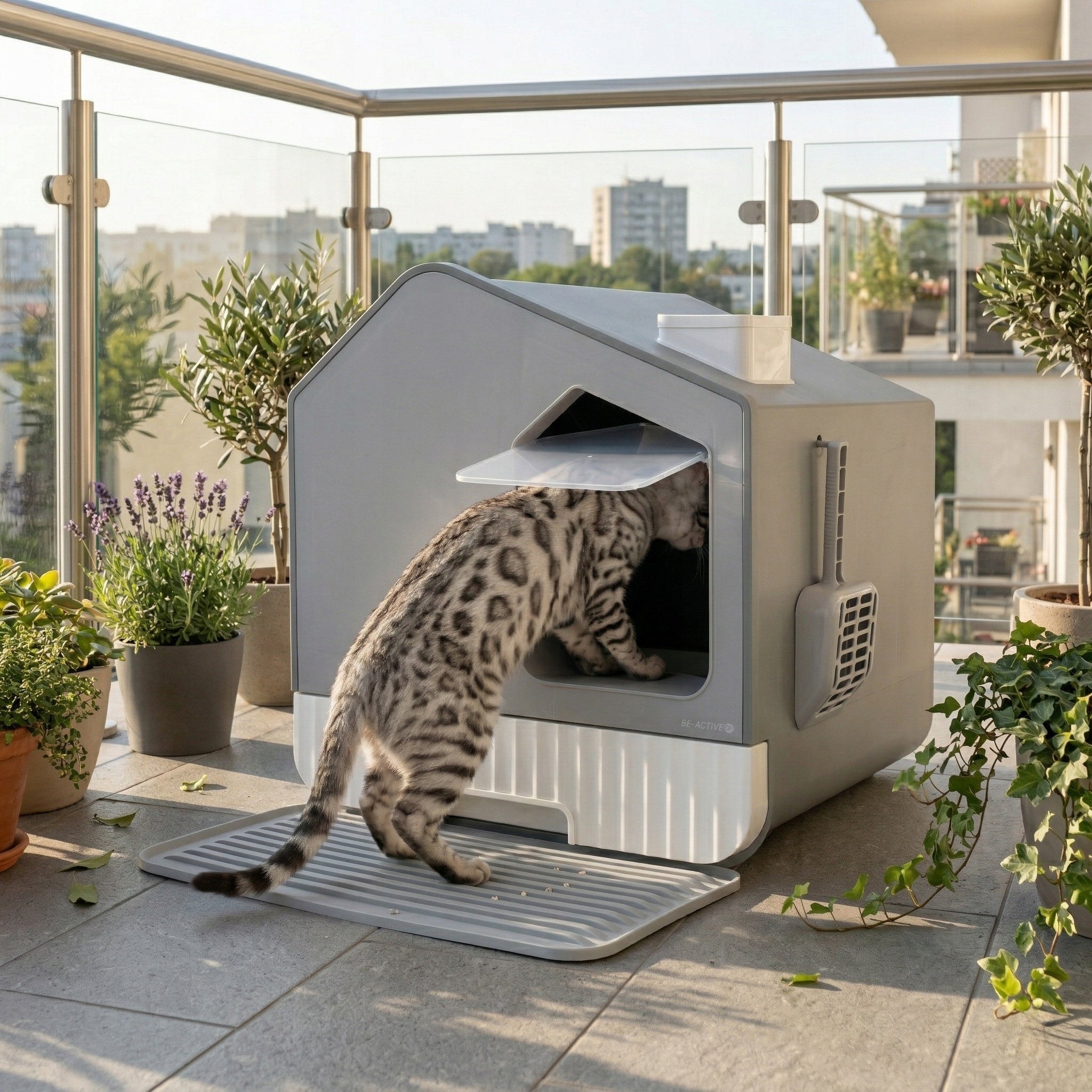 CAT LITTER BOX LARGE FOR LITTER CLOSED COVERED SPATULA WIPER HOUSE Brand Be-Active.pl