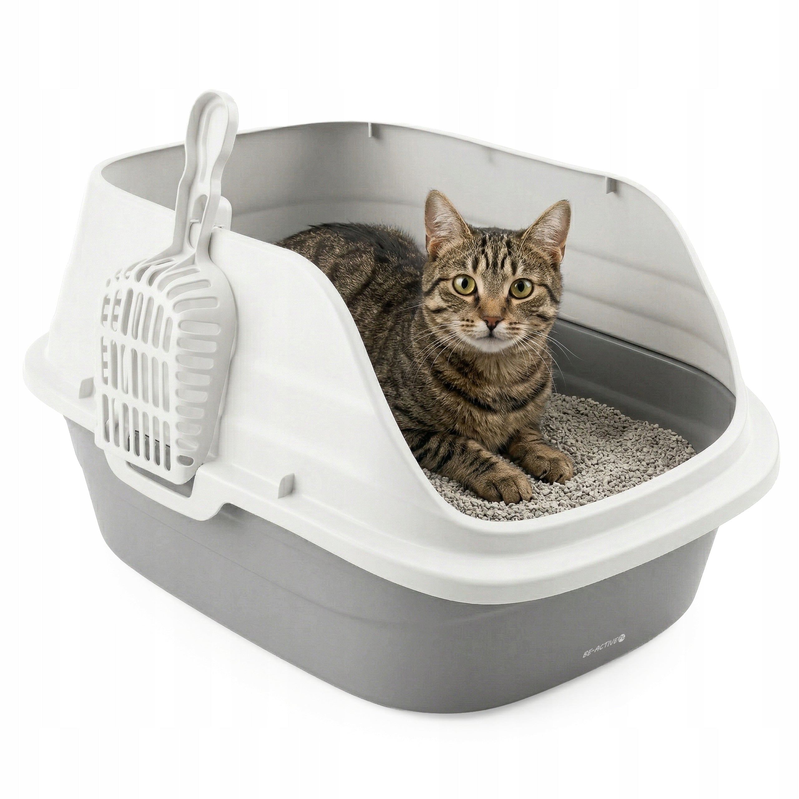 CAT LITTER BOX LARGE FOR LITTER SPATULA TOILET OPEN WITH FRAME HIGH RIM