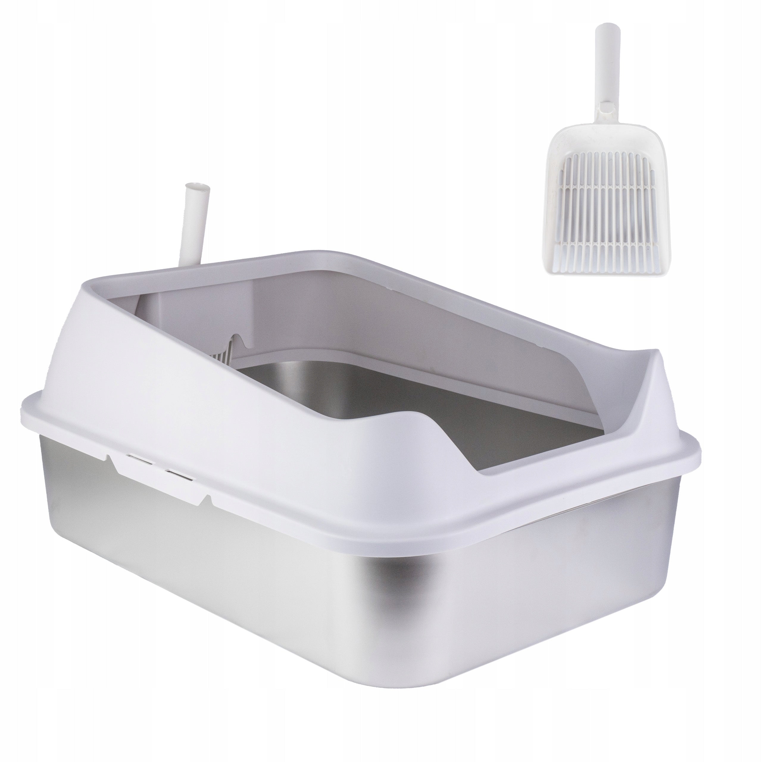 CAT LITTER BOX LARGE OPEN STAINLESS STEEL SOLID + SPATULA 70x50xH35 Manufacturer code OPEN STEEL LITTER BOX XL G