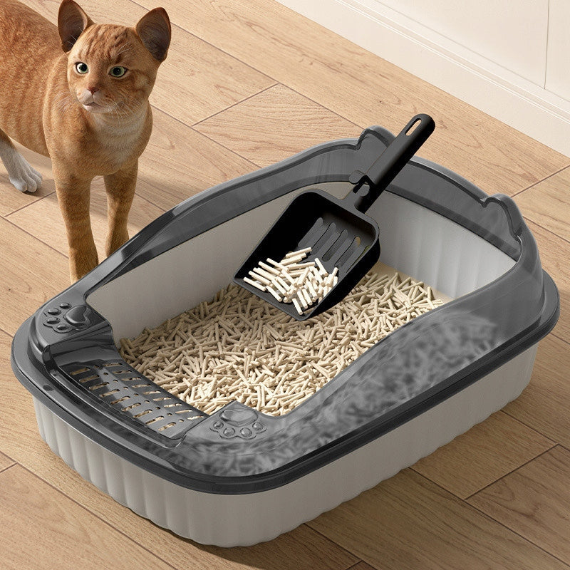 CAT LITTER BOX LARGE SOLID DURABLE OPEN TO LITTER + SPATULA Brand Reverse