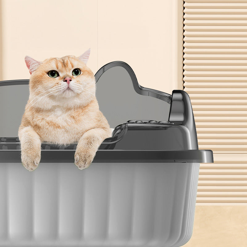 CAT LITTER BOX LARGE SOLID DURABLE OPEN TO LITTER + SPATULA Length 48 cm