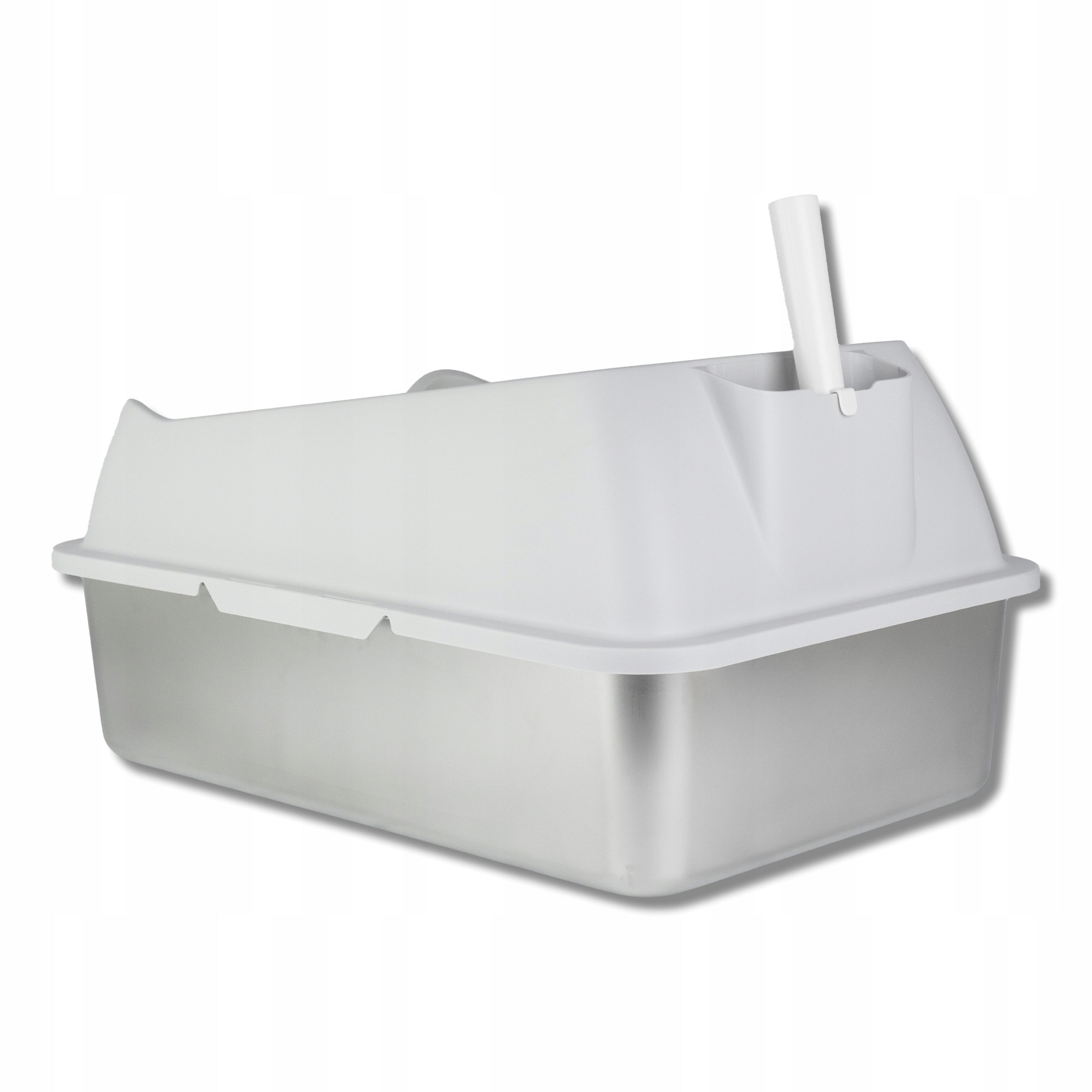 CAT LITTER BOX OPEN STAINLESS STEEL SOLID + SPATULA GREY 60x40x30cm Model OPEN STEEL LITTER BOX G