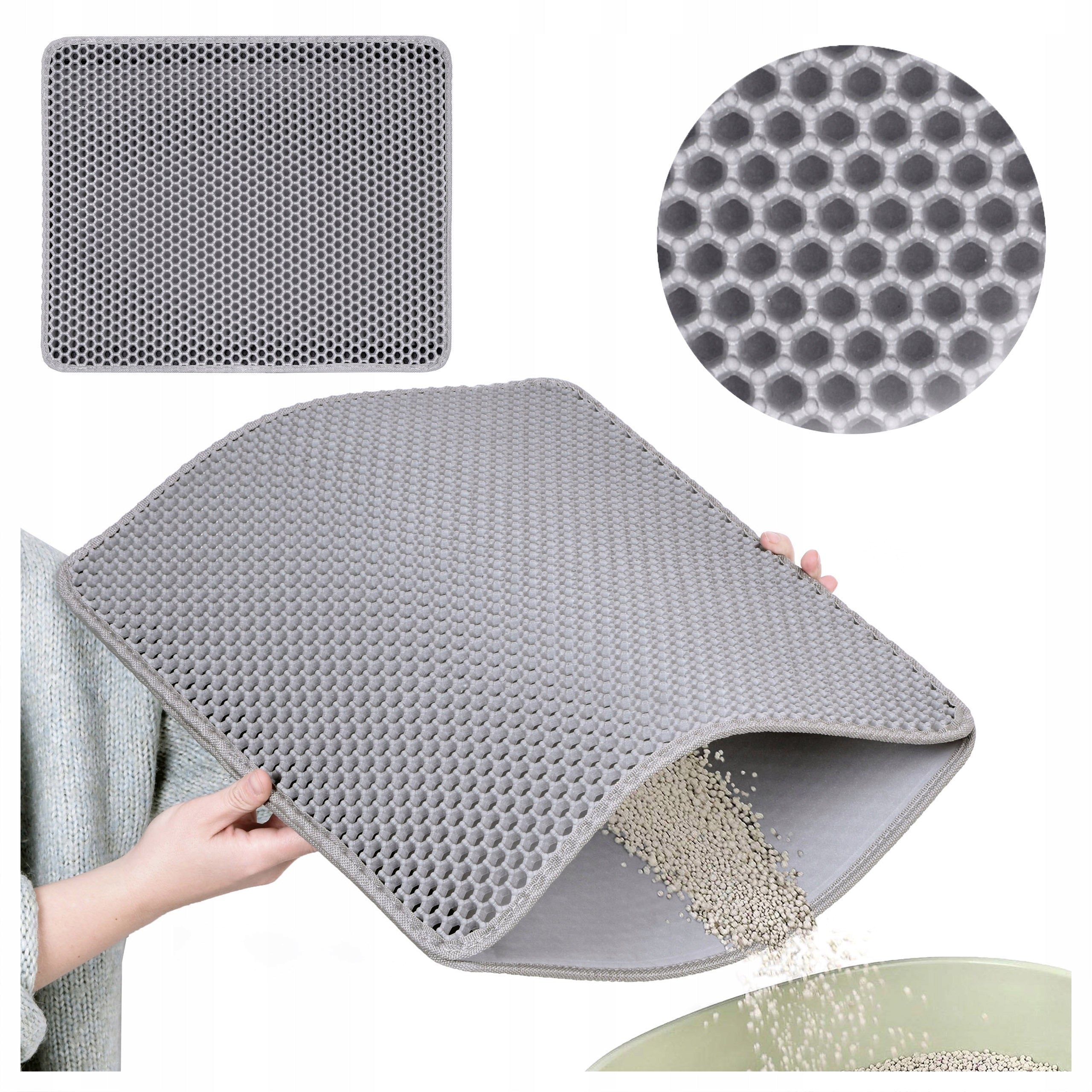 CAT LITTER BOX WIPER MAT RUG FOUNDATION 40x50 GREY