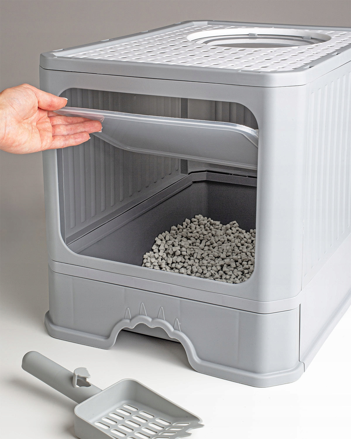 CAT LITTER BOX WITH DRAWER CLOSED LARGE COVERED FOR LITTER TOILET SPATULA Brand Be-Active.pl