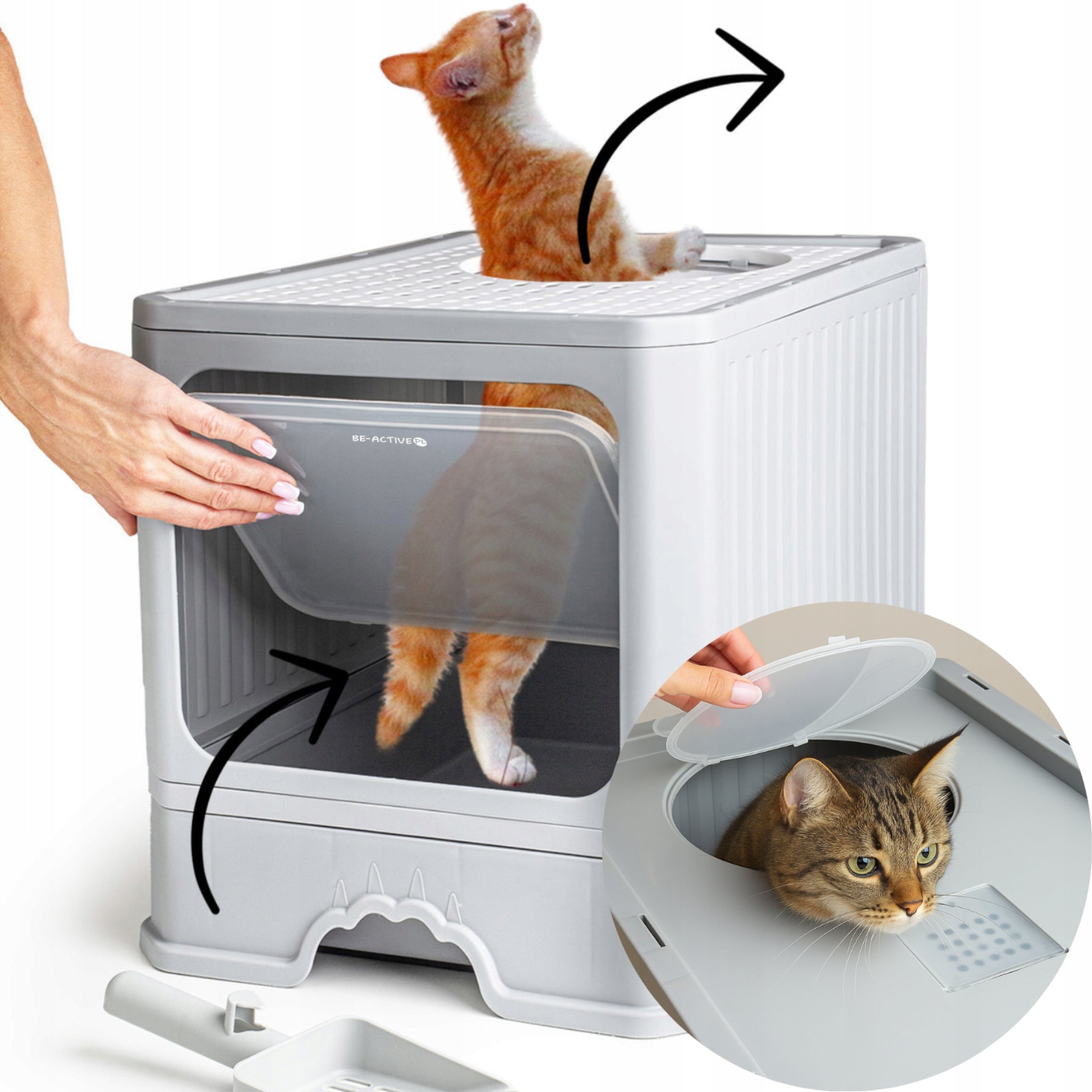 CAT LITTER BOX WITH DRAWER CLOSED LARGE COVERED FOR LITTER TOILET SPATULA Manufacturer code KUWETA DLA KOTA Z SZUFLADĄ ZAMKNIĘTA KK02