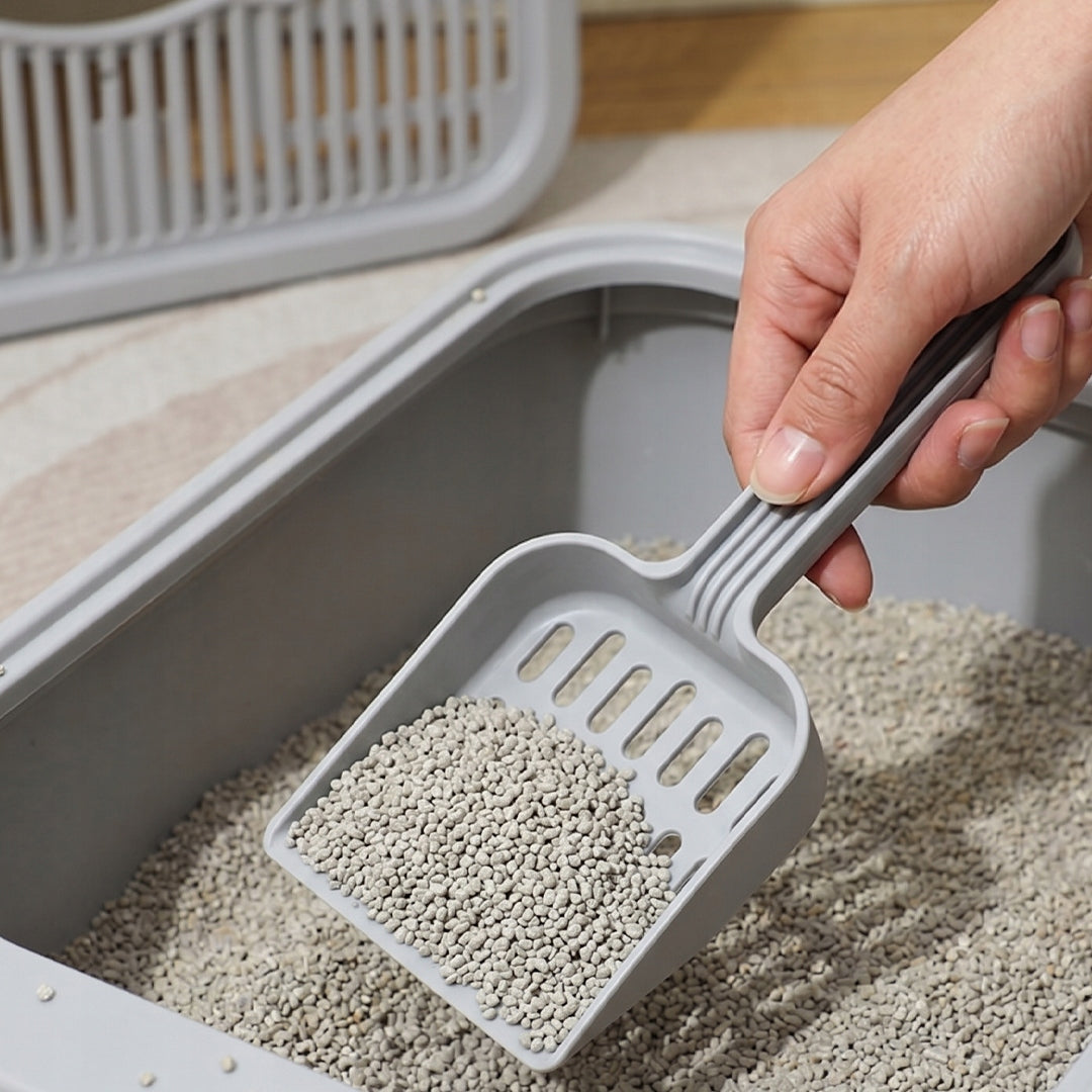 CAT LITTER BOX WITH DRAWER WITH LID LARGE GREY 51x40 PREMIUM TOP SPATULA Color gray