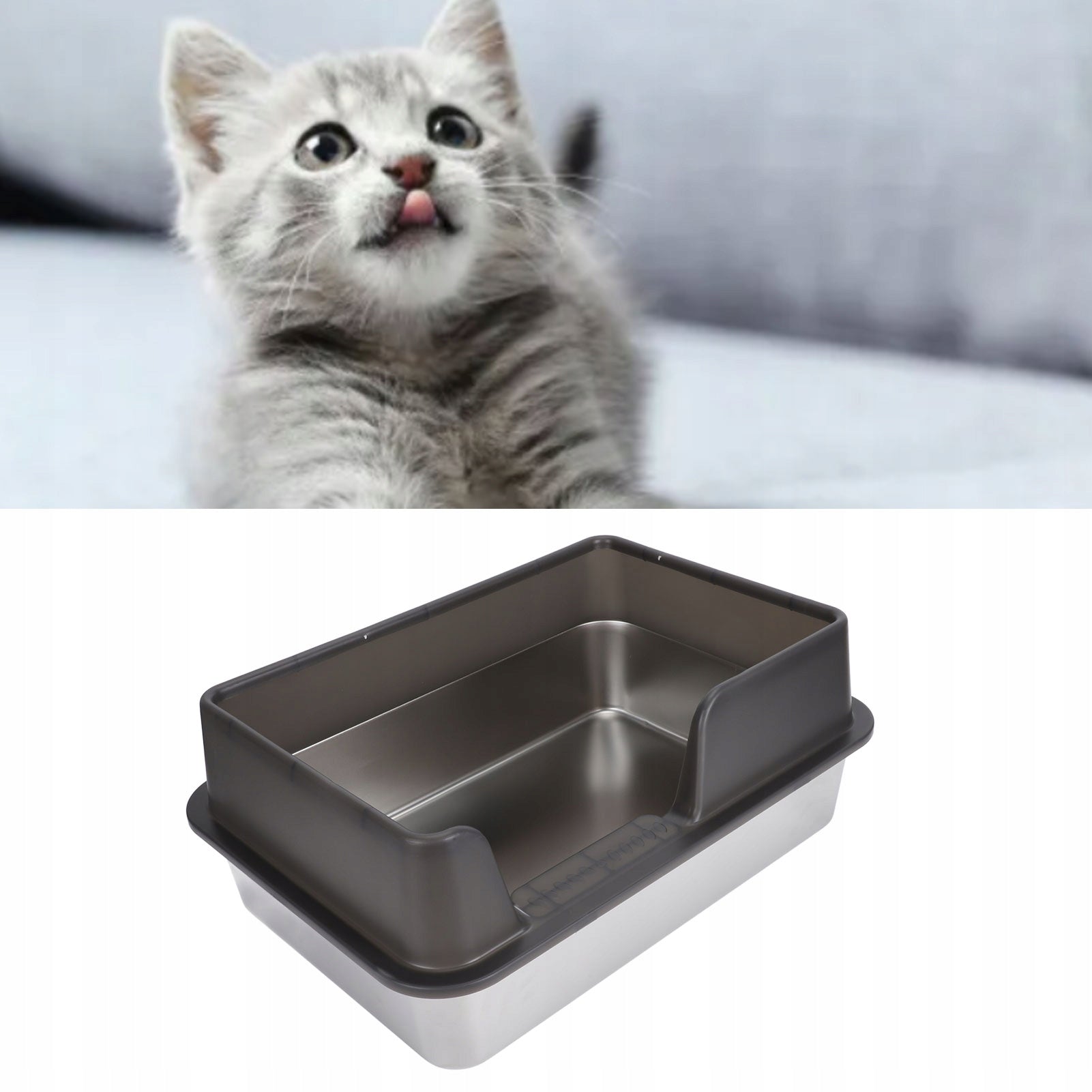 CAT LITTER BOX WITH FRAME 50X35X20CM TOILET OPEN TO LITTER+SHOVEL BLACK Length 50 cm