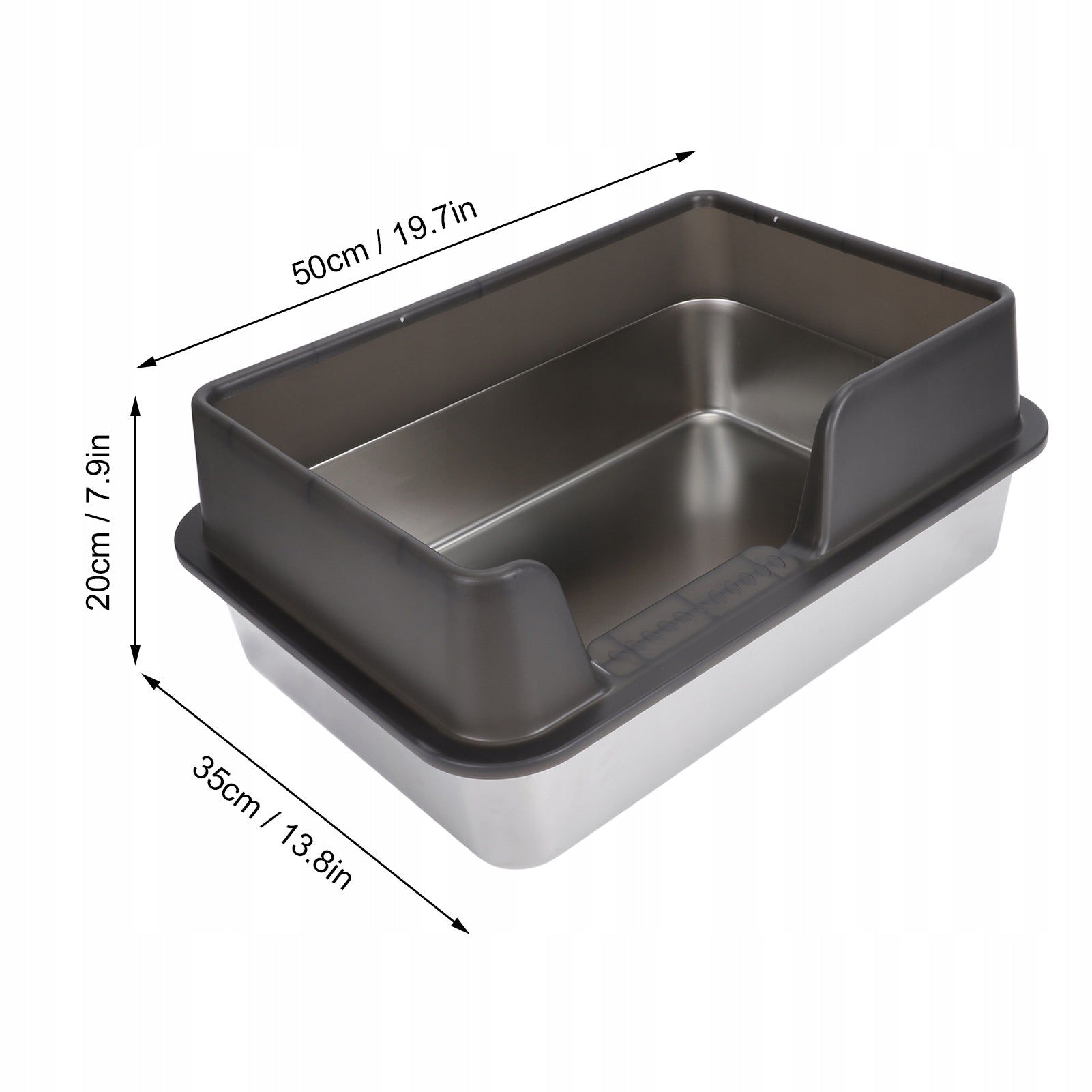 CAT LITTER BOX WITH FRAME 50X35X20CM TOILET OPEN TO LITTER+SHOVEL BLACK Product width 35 cm