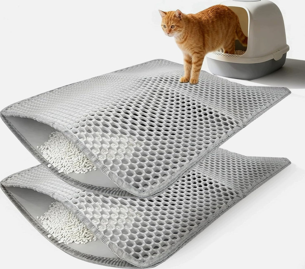 CAT MAT 2 PIECES 40X60CM DOUBLE LAYER GREY RUG