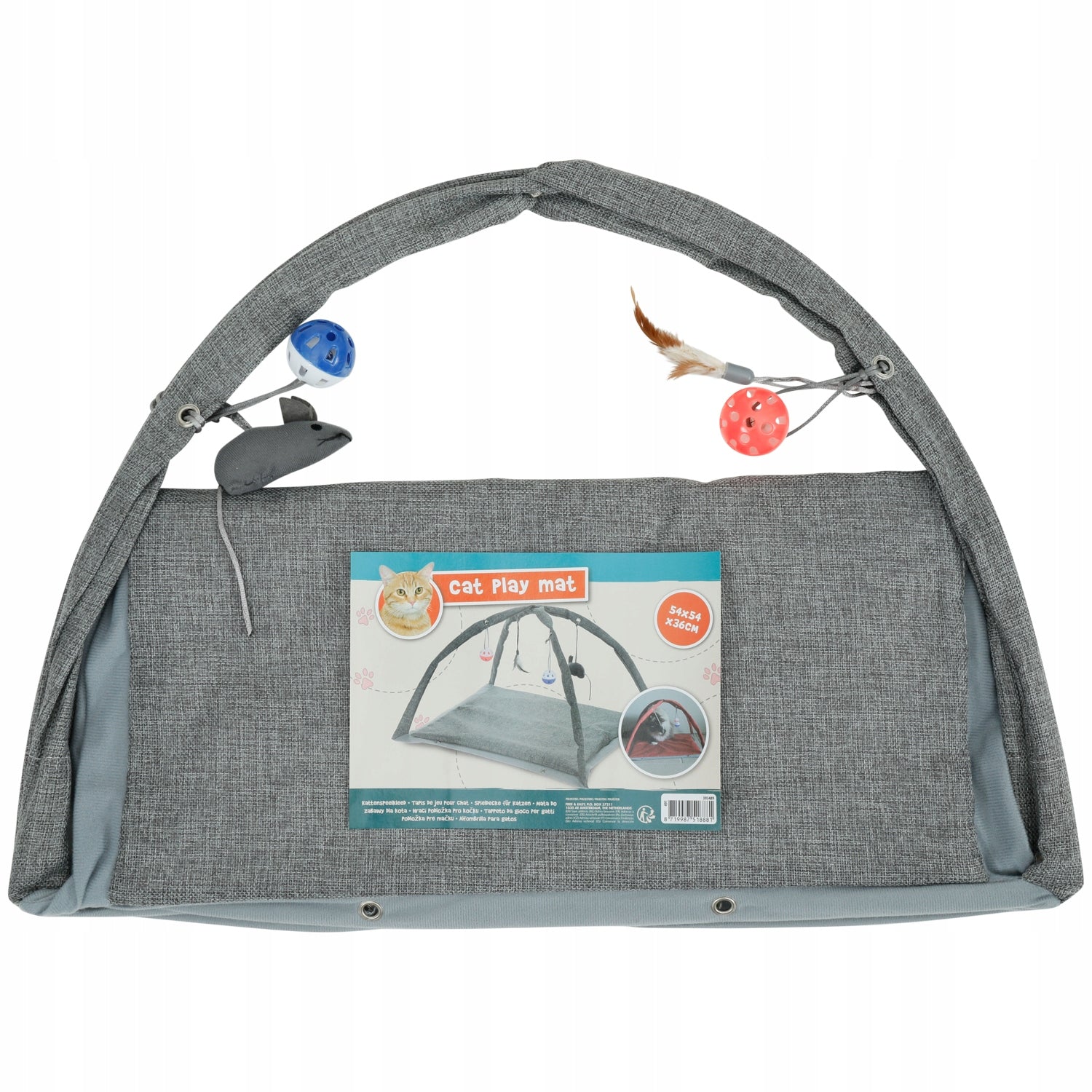 CAT PLAY MAT SET OF 4 TOYS SCRATCHING BED 54X54X36 CM GREY Length 54 cm