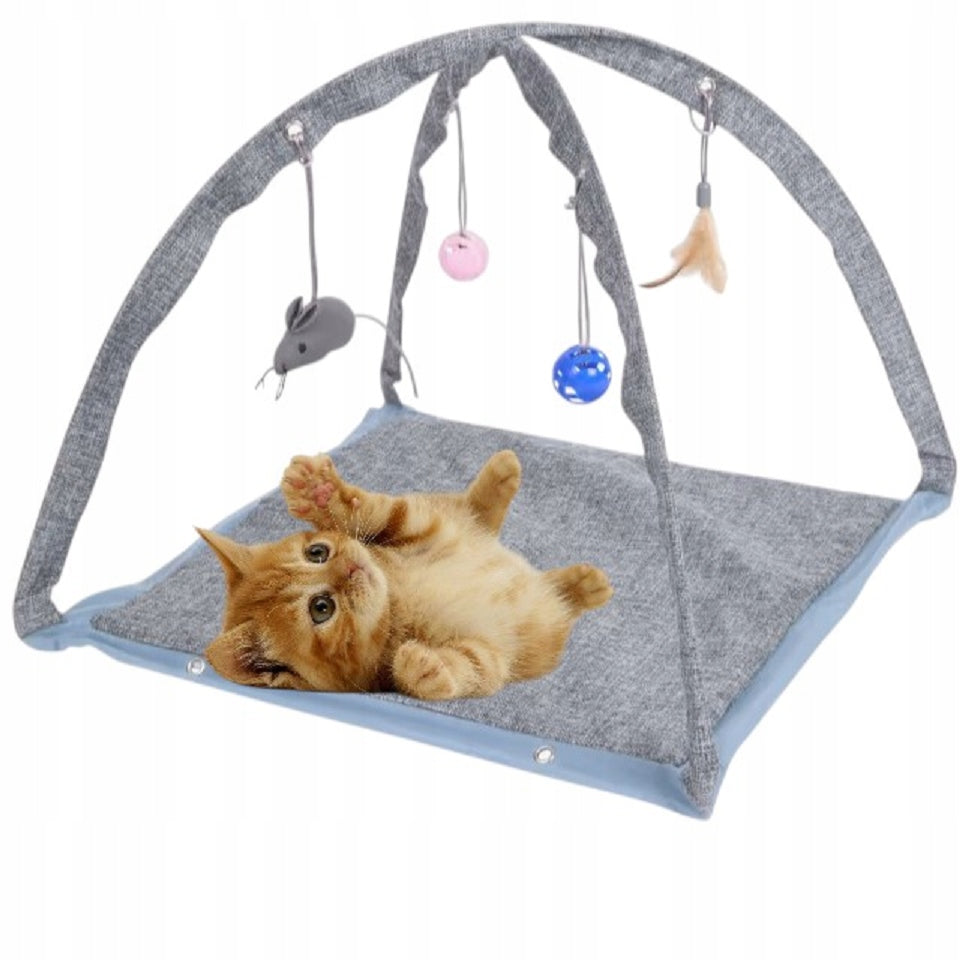 CAT PLAY MAT SET OF 4 TOYS SCRATCHING BED 54X54X36 CM GREY