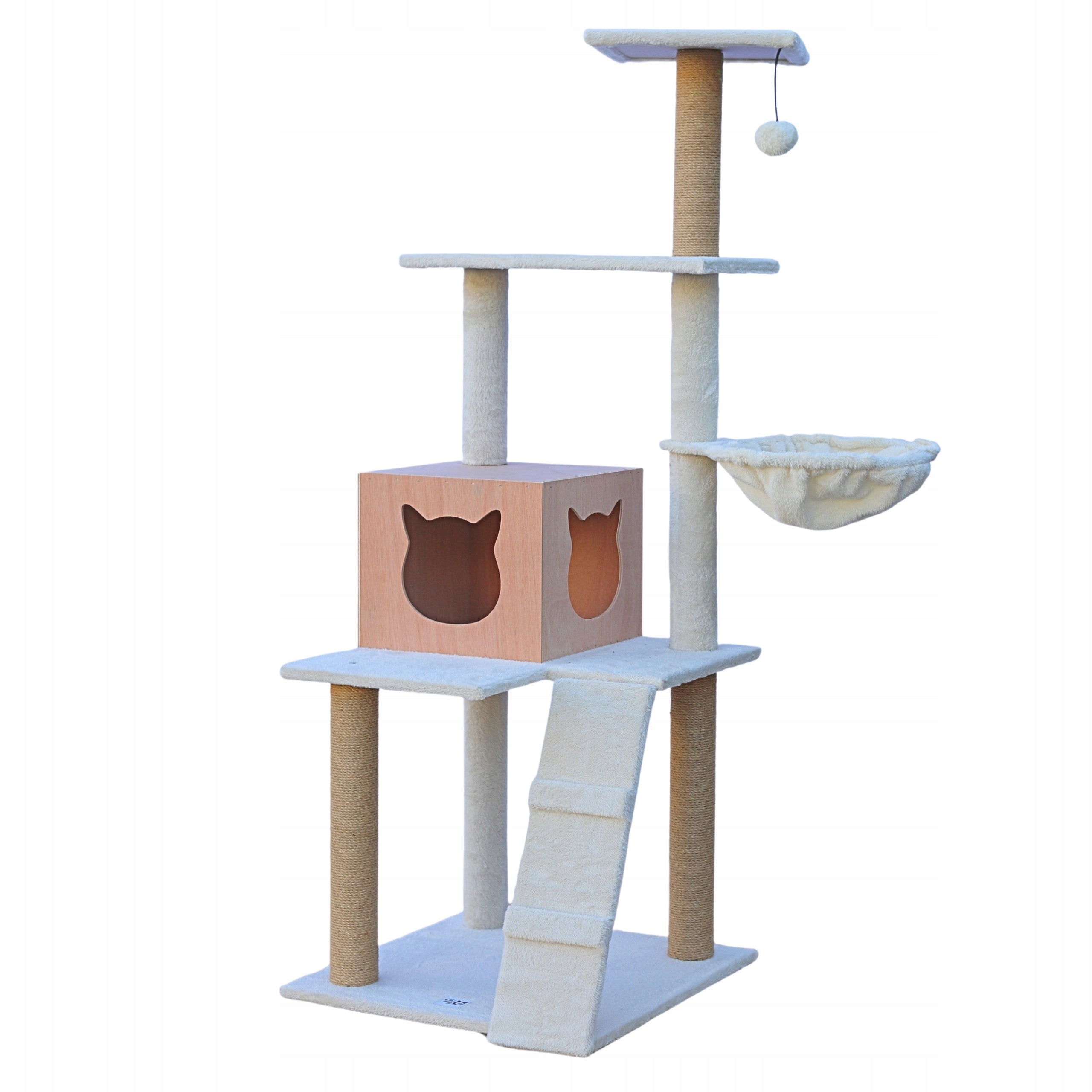 CAT SCRATCHER 133cm! NEW~ High tower LARGE SIZAL BED HAMMOCK EARS Color beige
