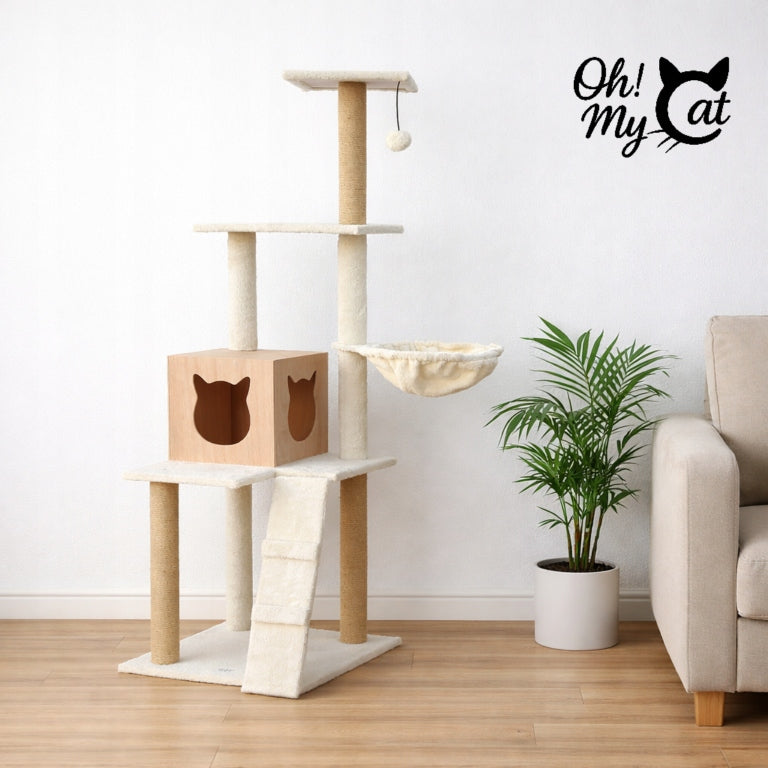 CAT SCRATCHER 133cm! NEW~ High tower LARGE SIZAL BED HAMMOCK EARS Packaging status original