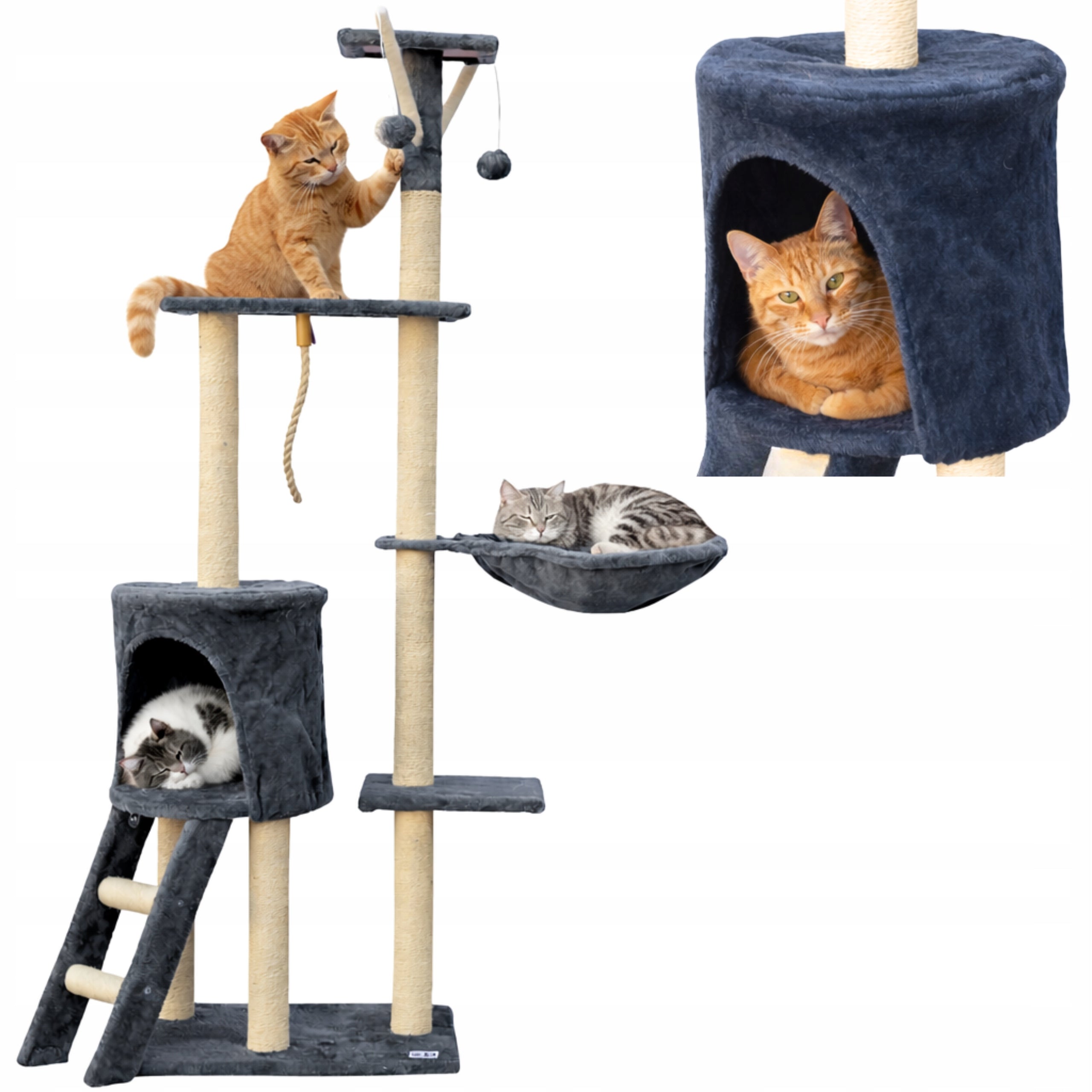 CAT SCRATCHER 138cm! Tower Lots of SISAL STRONG Bed COTTAGE CAT Toy