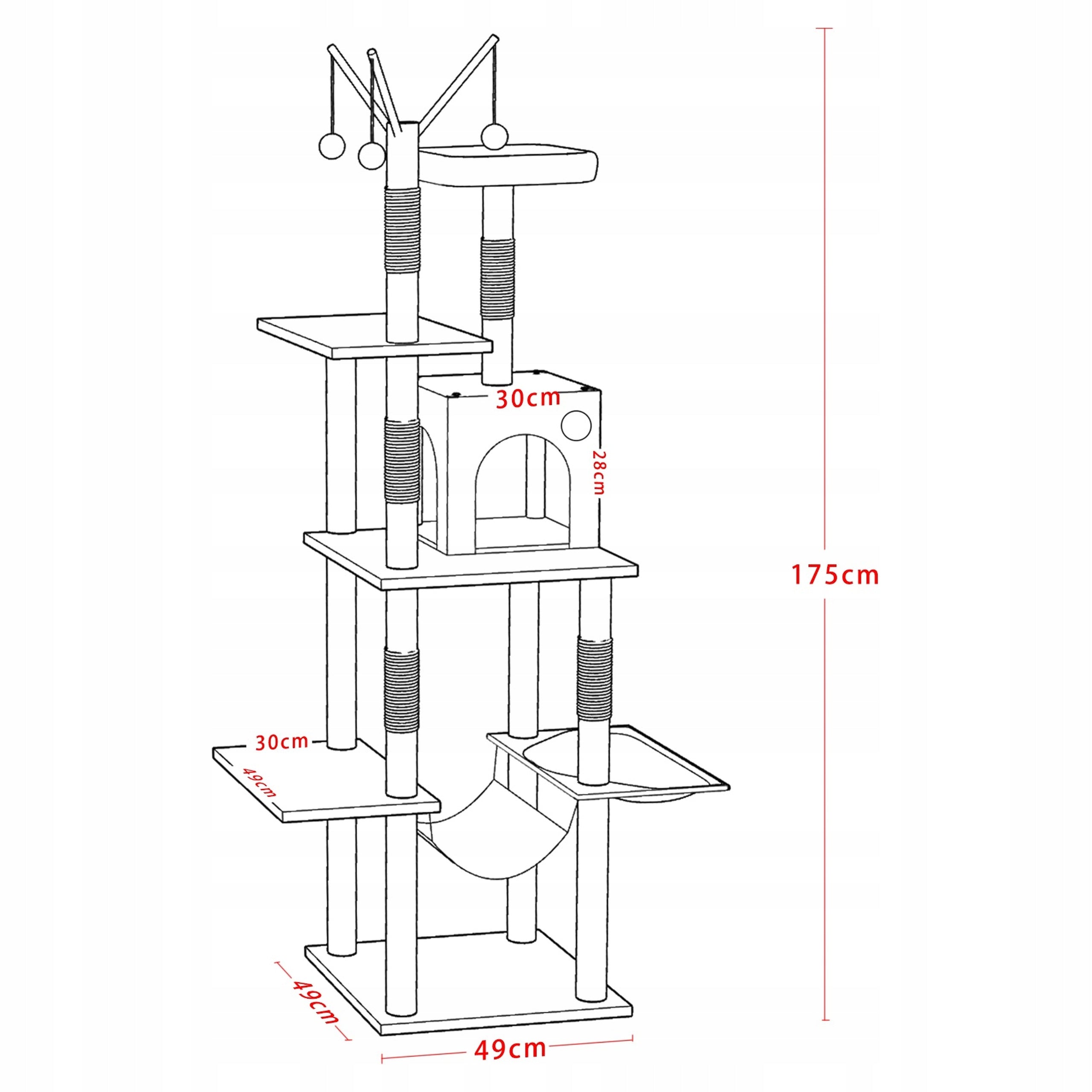 CAT SCRATCHER 175cm High Tower HOUSE BOOTH HAMMOCK Bed Toy LARGE Brand Ohmycat