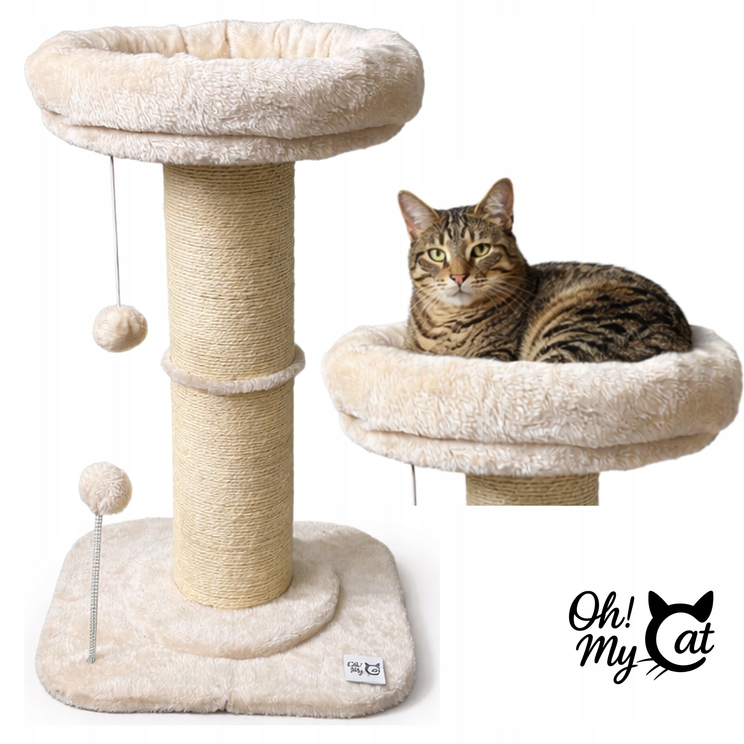 CAT SCRATCHER 60cm large DIAMETER SISAL Natural Paradise BED OhMyCat