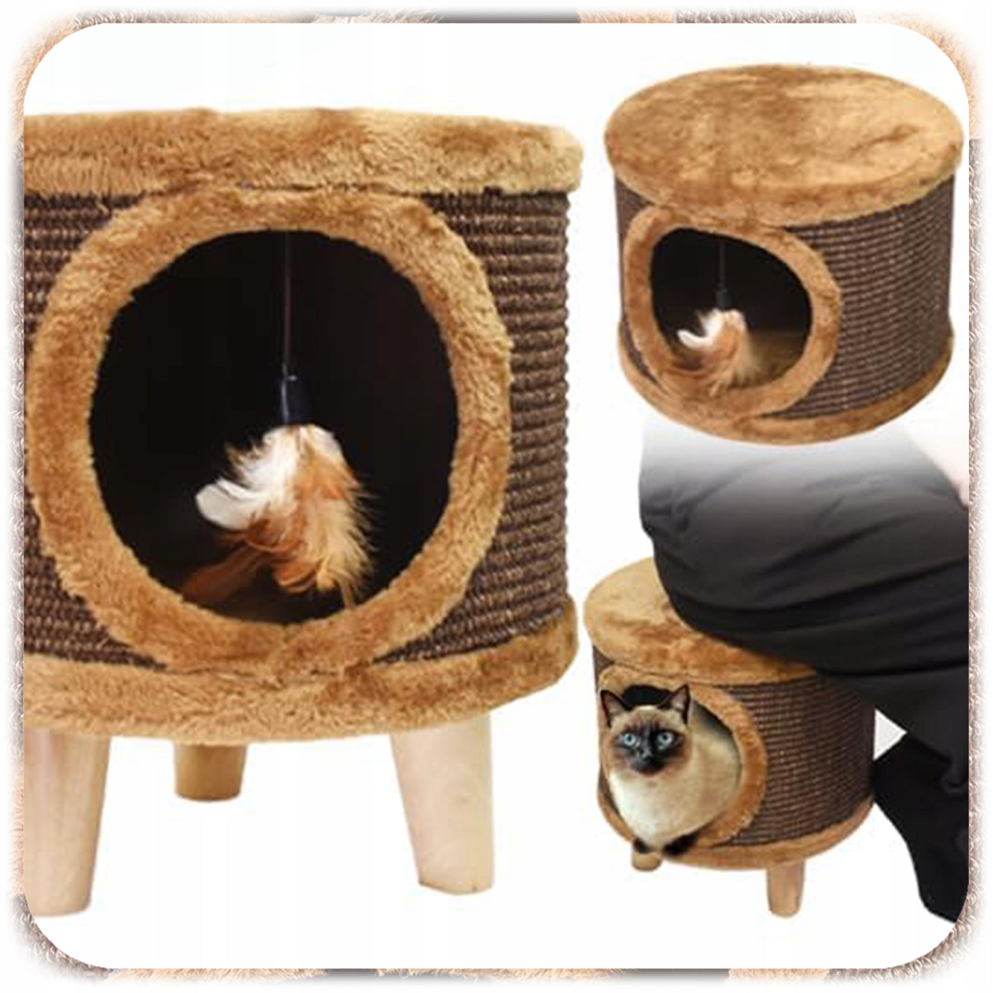 CAT SCRATCHER BED 2in1 BOOTH STANDING TOY COTTAGE WITH 33x33x35cm Brand no brand