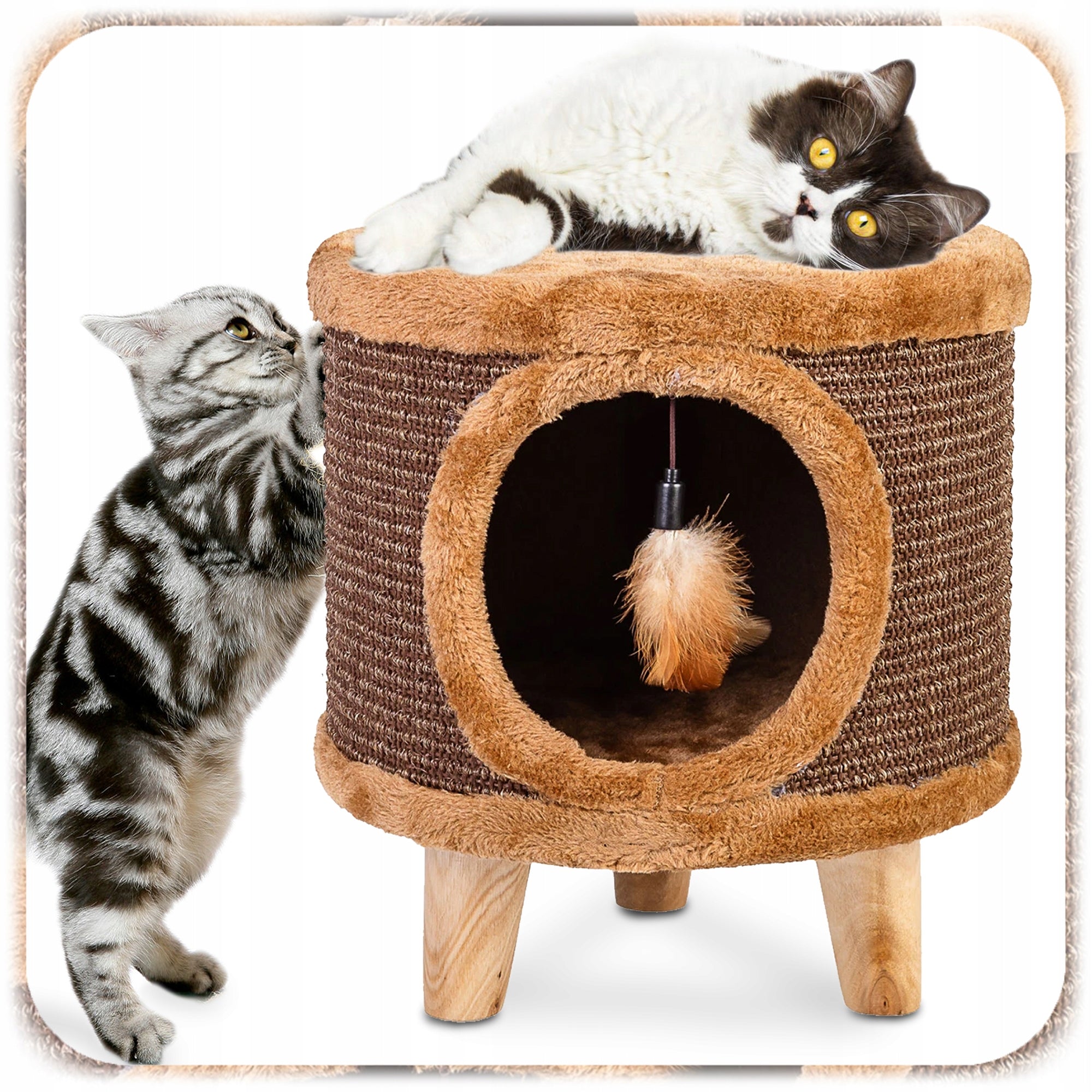 CAT SCRATCHER BED 2in1 BOOTH STANDING TOY COTTAGE WITH 33x33x35cm Manufacturer code 007457