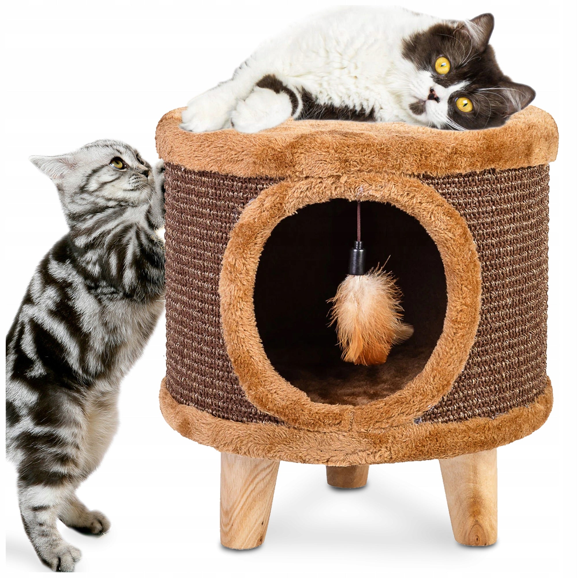 CAT SCRATCHER BED 2in1 BOOTH STANDING TOY COTTAGE WITH 33x33x35cm