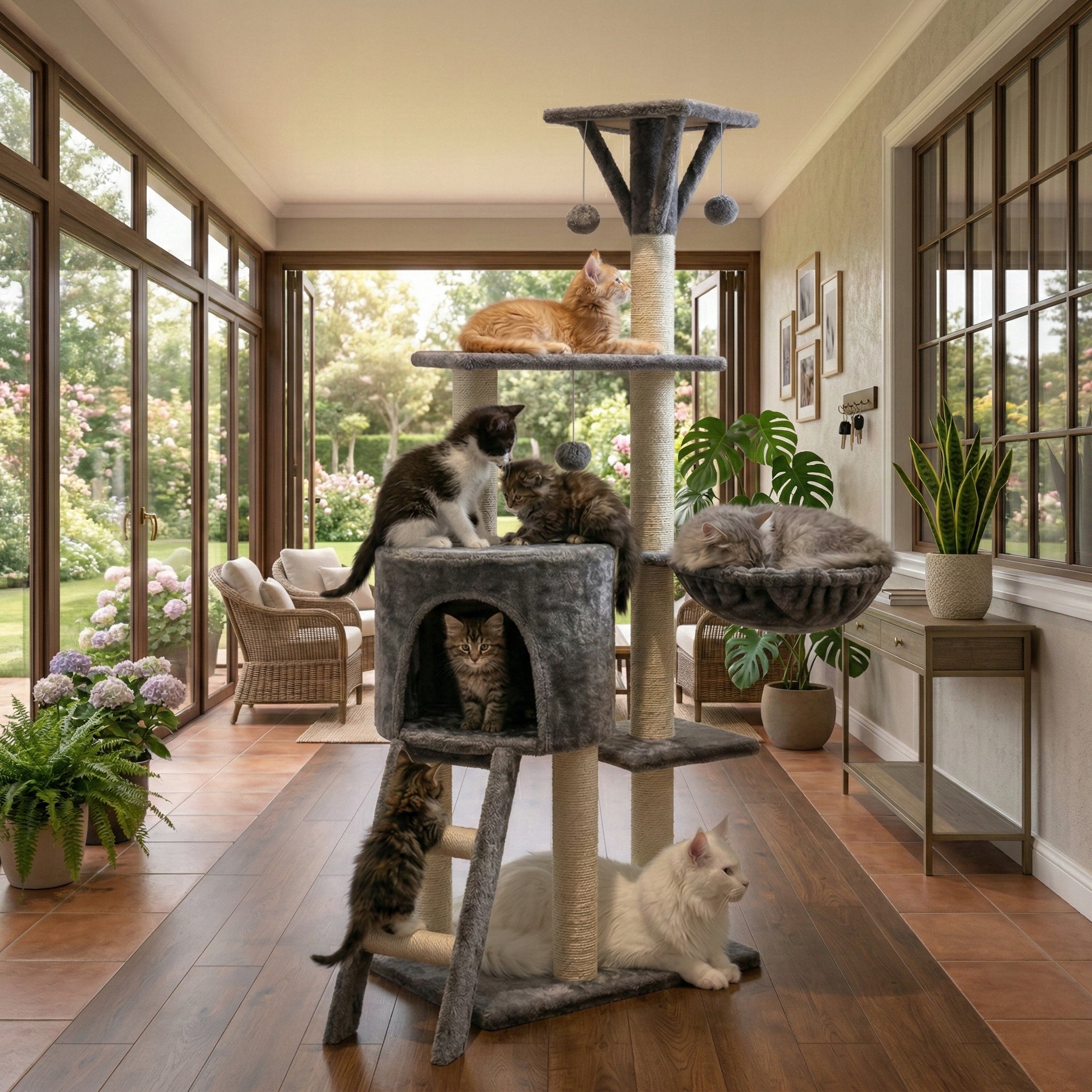 CAT SCRATCHER BED HOUSE HAMMOCK TOWER SCRATCHING POST SISAL TOY Packaging status original