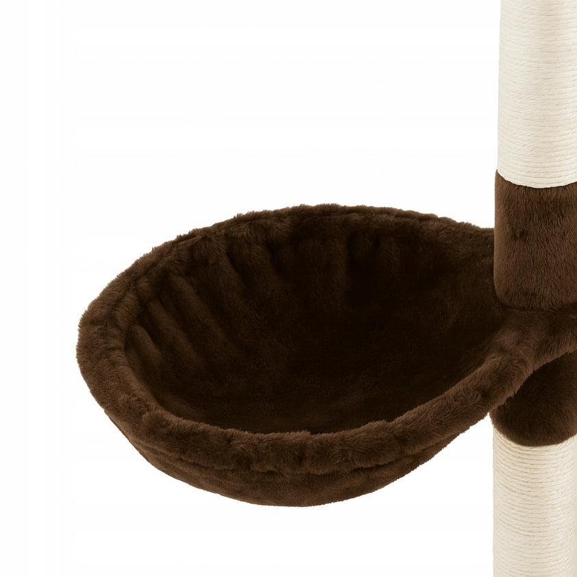 CAT SCRATCHER BED HOUSE POST TOY ON STRING BROWN-CREAM Brand Wideshop