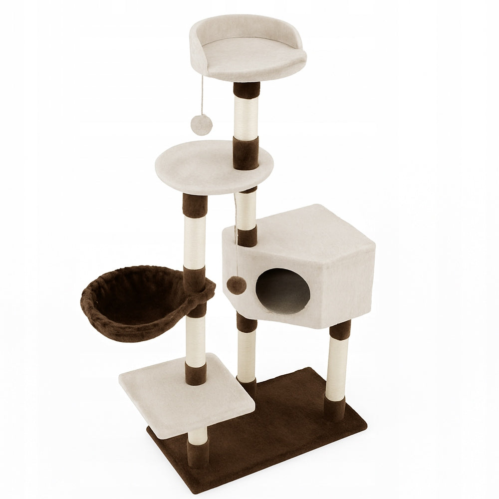 CAT SCRATCHER BED HOUSE POST TOY ON STRING BROWN-CREAM Packaging status original